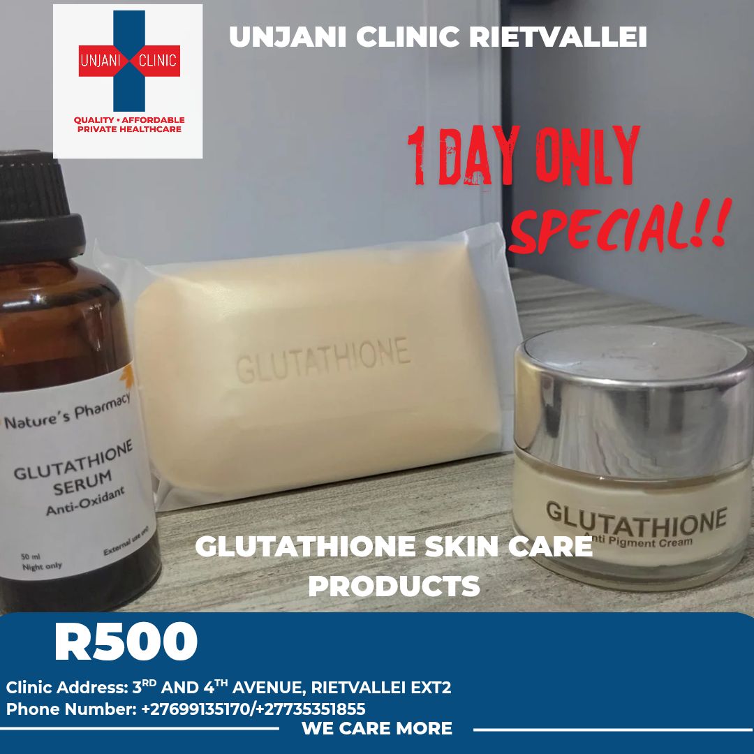 nature's pharmacy glutathione anti pigment cream 🎉 We're turning 1! Celebrate with us and enjoy our 1-Day ONLY skin products Special 💉✨ Your health, your glow at unbeatable prices! Don't miss out! 1st of April 2026 #UnjaniClinic # Size:6 Jars