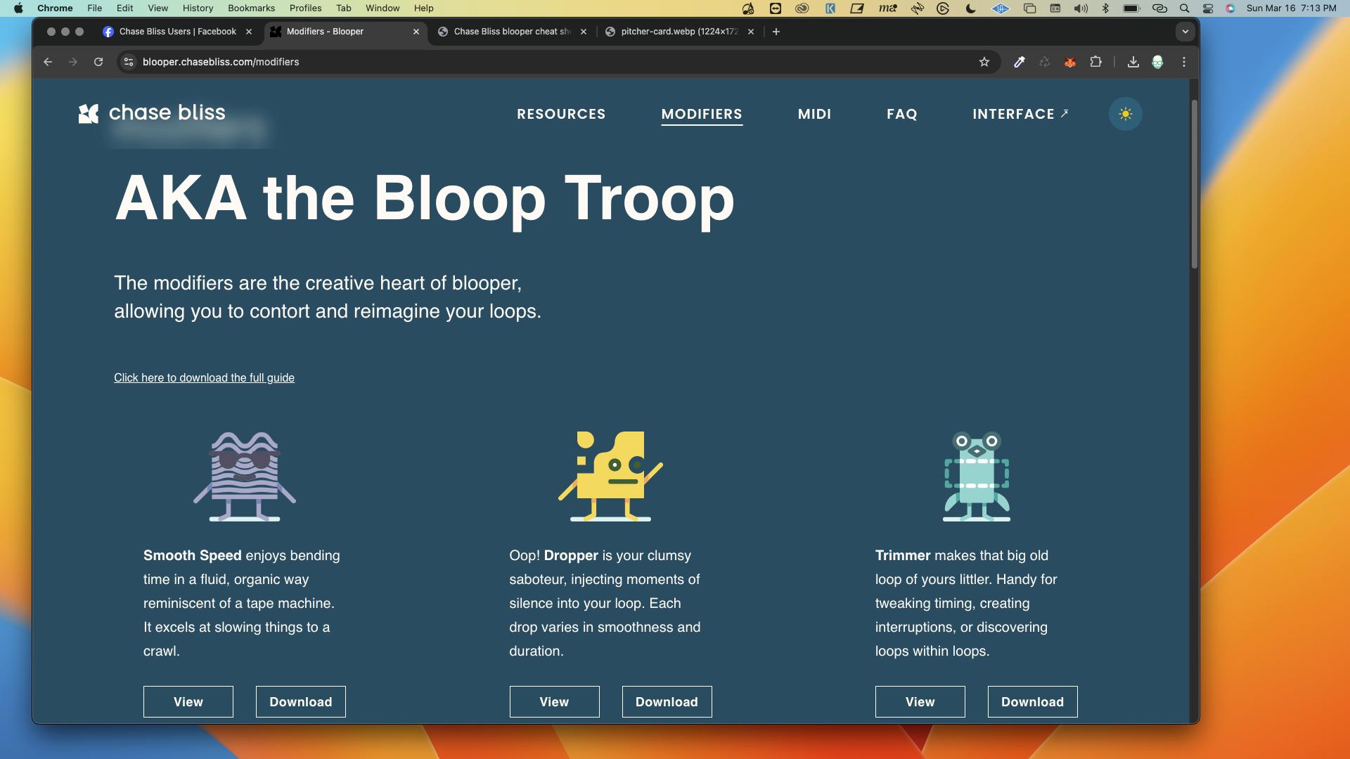 How do I install the modifiers on Blooper?
