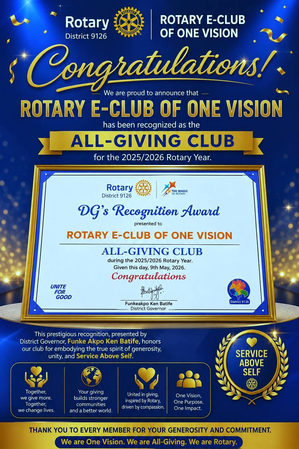 Rotary e-club receives awards for service and leadership