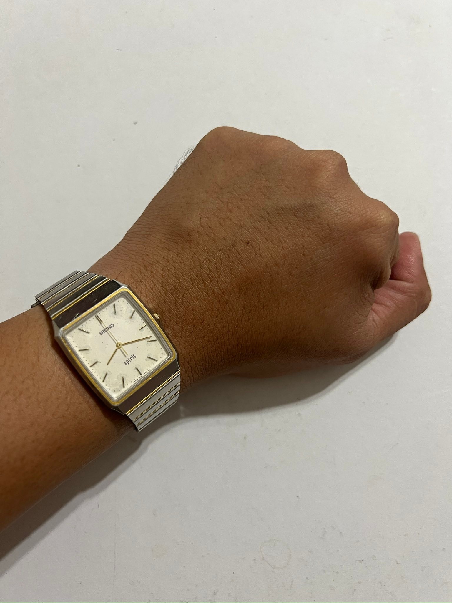 Vintage 90s Seiko Spirit Tank two-tone watch for sale