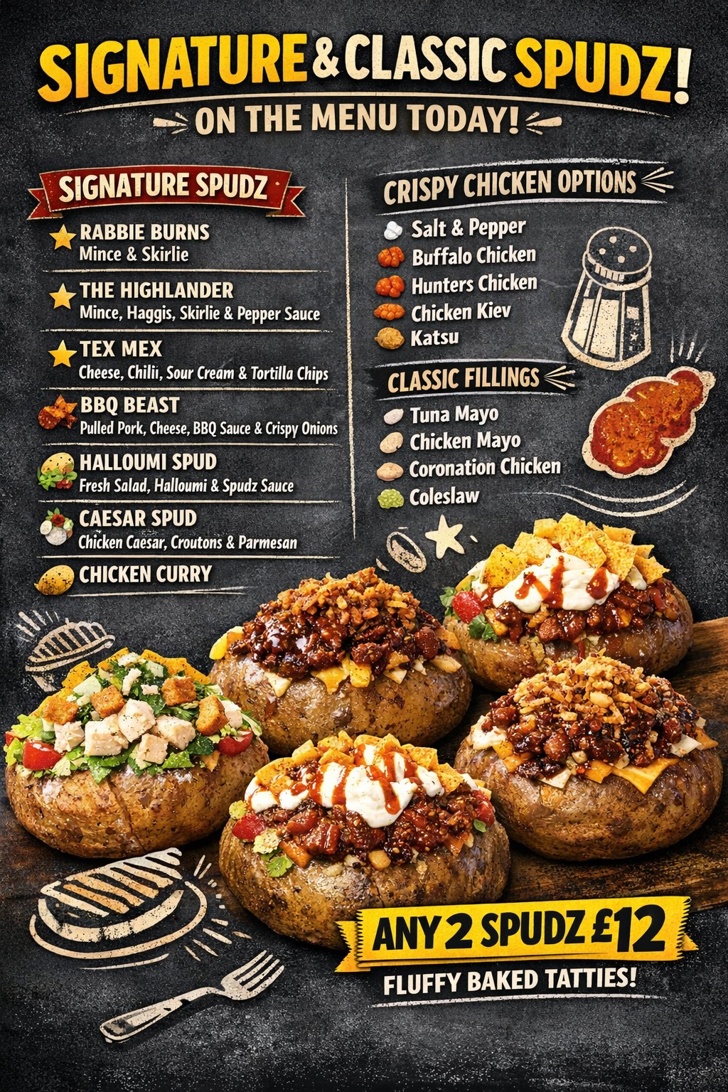 Spudz R us - 🔥 Signature & Classic Spudz on the Menu... | Facebook
