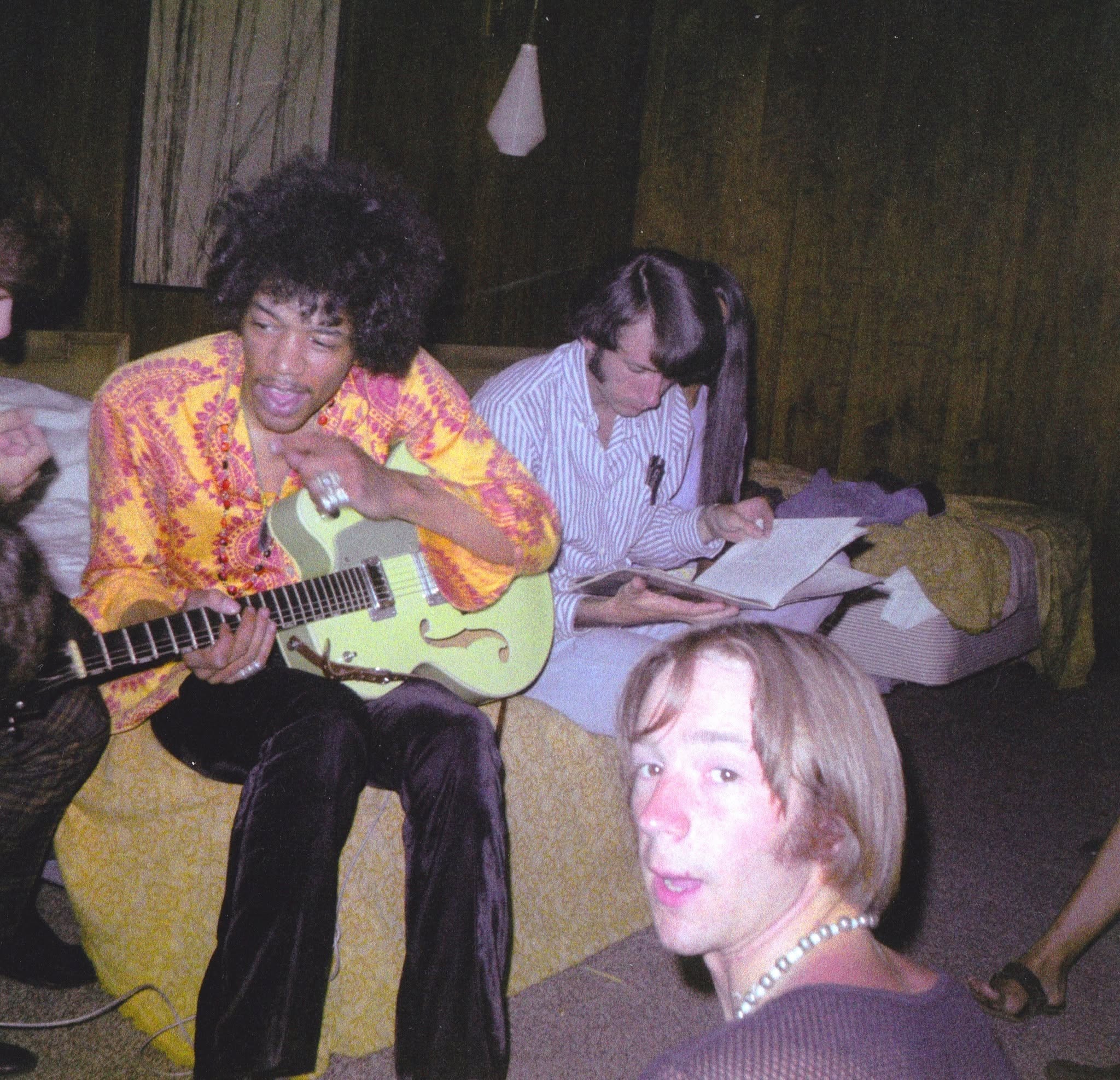 Michael Nesmith and Peter Tork with Jimi Hendrix at the Oaks Motel