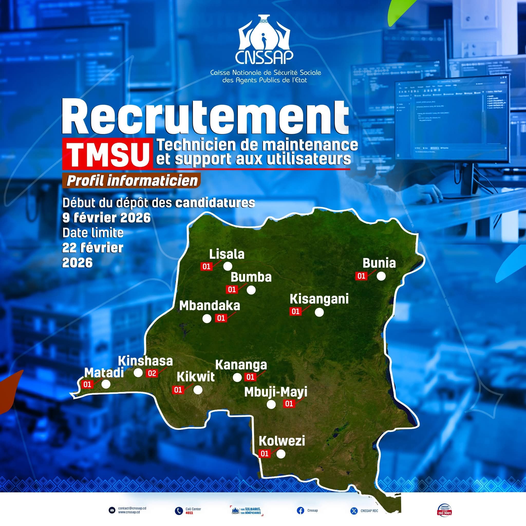 RDC - 📢 La CNSSAP recrute ! Dans le cadre de son expansion à travers ...
