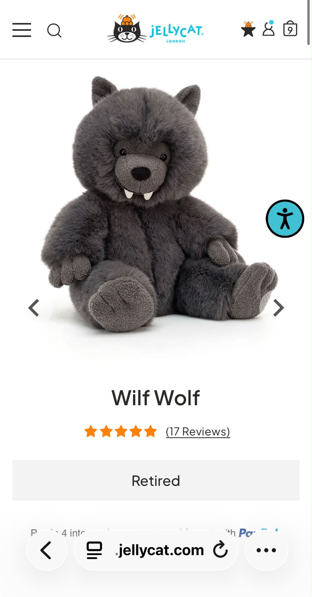 Jellycat Wilf Wolf plush toy for sale or trade in SoCal, Temecula