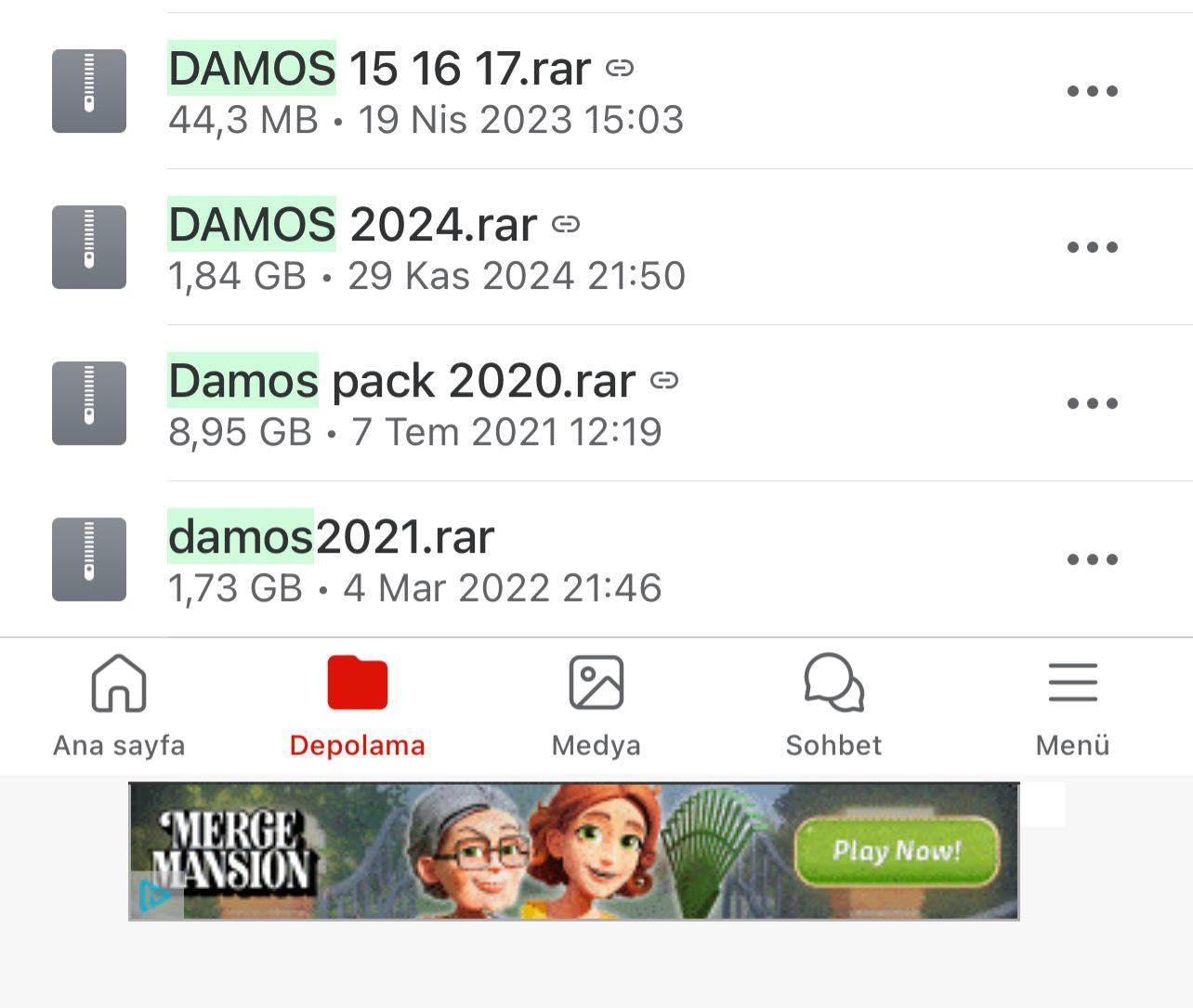 DAMOS 15 16 17.rar 44,3 MB 19 Nis 2023 15:03 DAMOS 2024.rar 1,84 