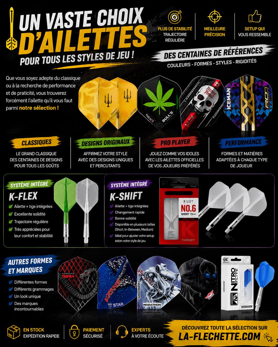 12 Ailerons + Tiges Intégrées Pour Fléchettes – Plastique, 8cm, 6 Couleurs – Installation Facile, Précision De Vol – Accessoires Darts