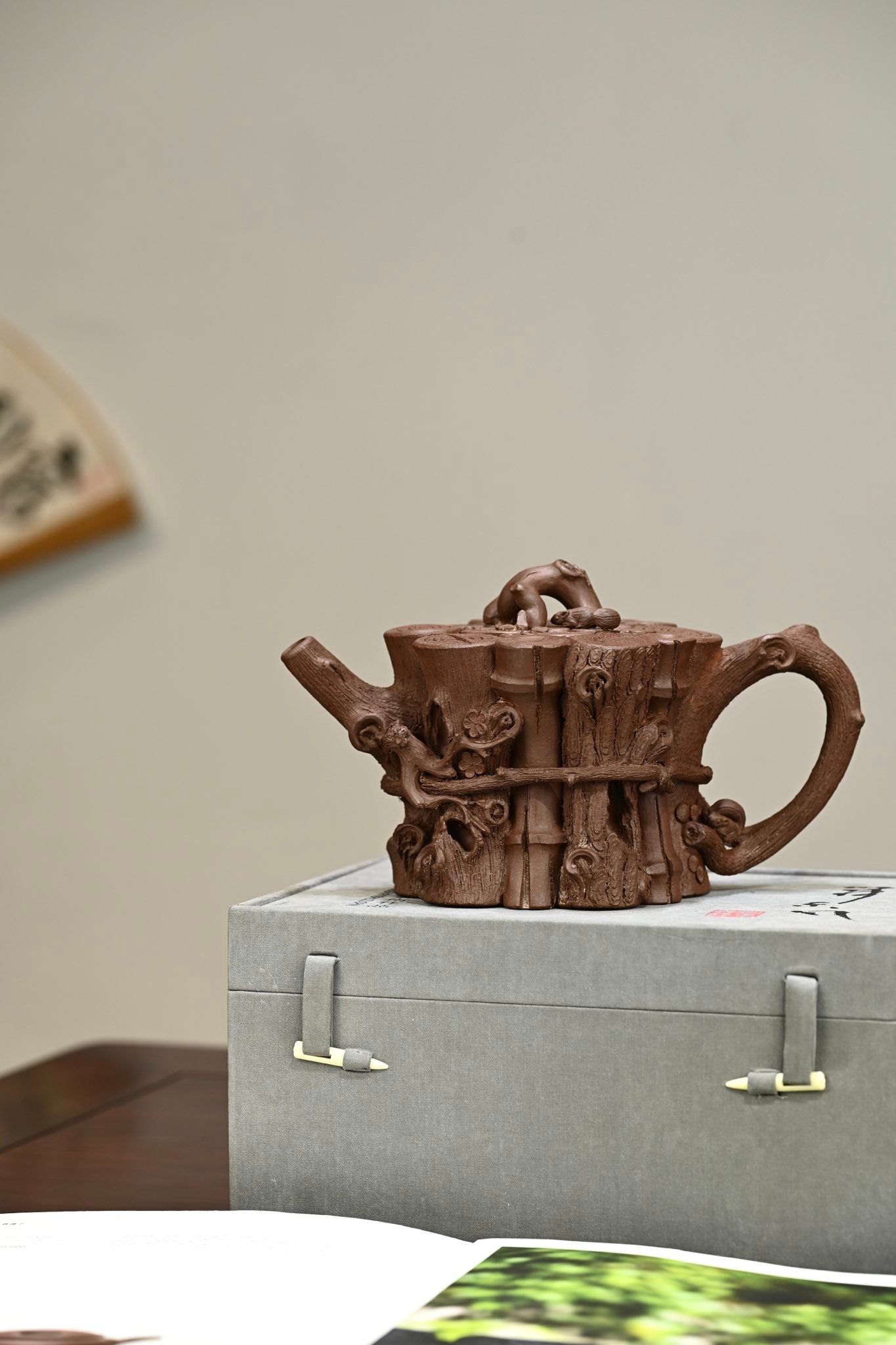 岁寒三友·全手工/花器实力派黄玲作品/容量800cc/原矿紫泥壶身仿似松