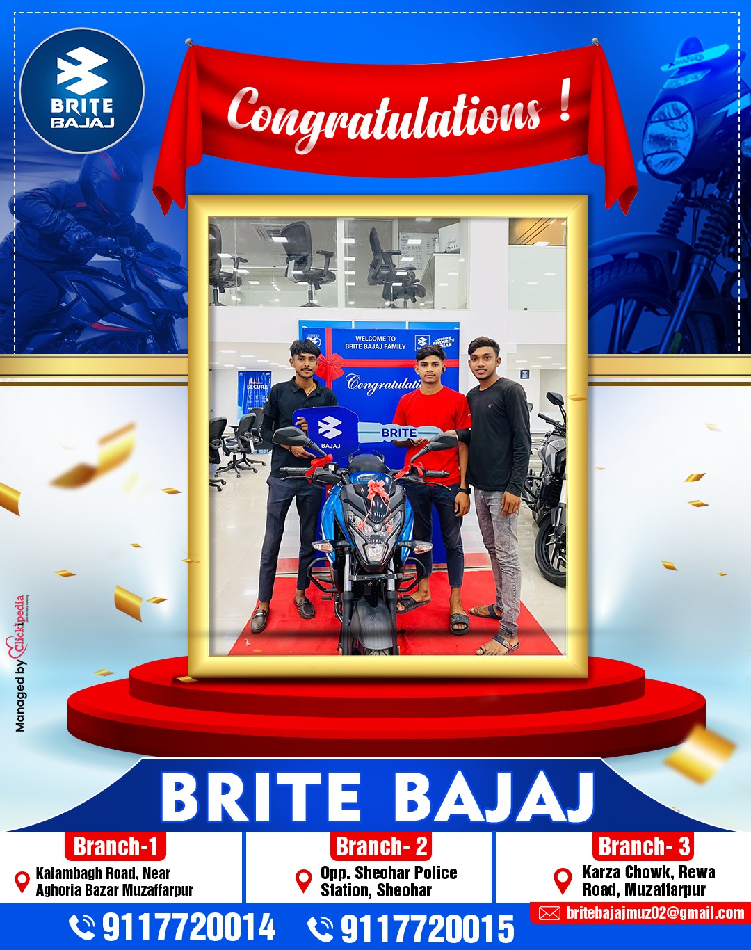 A heartiest congratulations for... - Brite Bajaj - मुजफ्फरपुर
