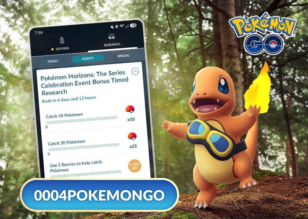 Pokemon GO code 0004POKEMONGO for Charmander goggles research