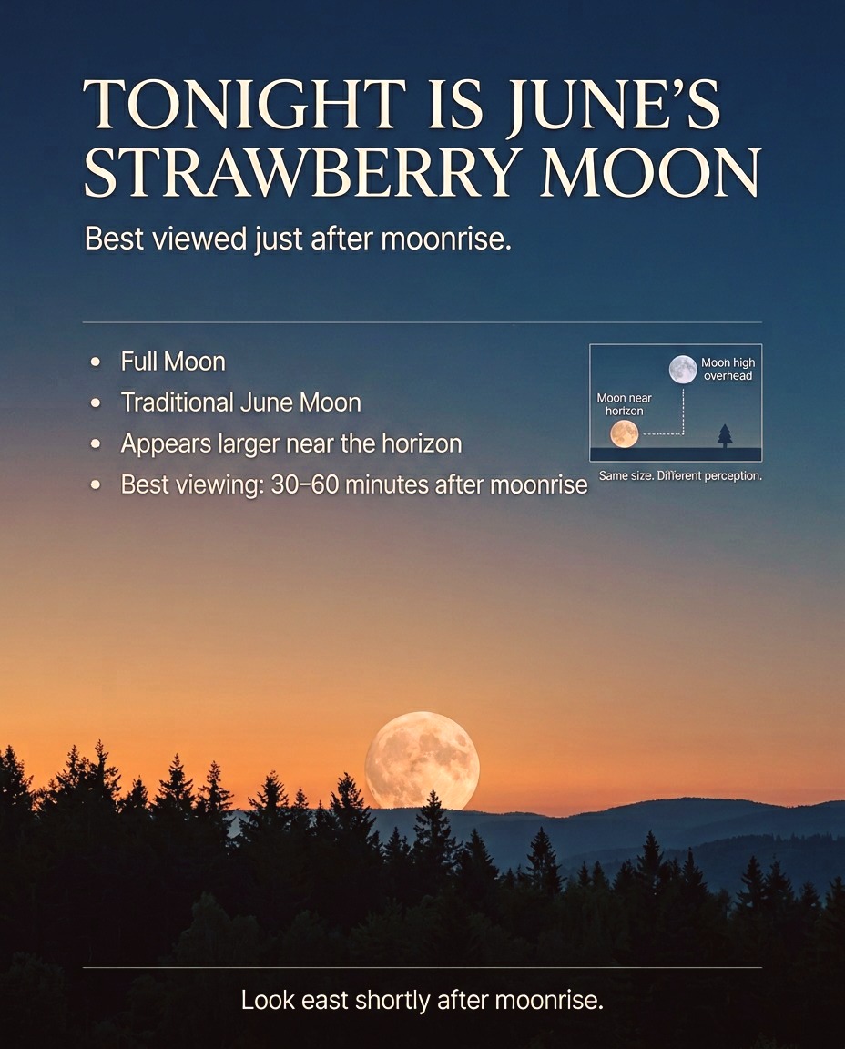 The Strawberry Moon will be visible across Washington tonight on