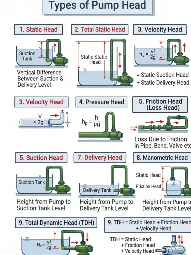 TYPES OF PUMP HEAD ⚙️ ⚙️ Here’s... - Engineering Solutions | Facebook
