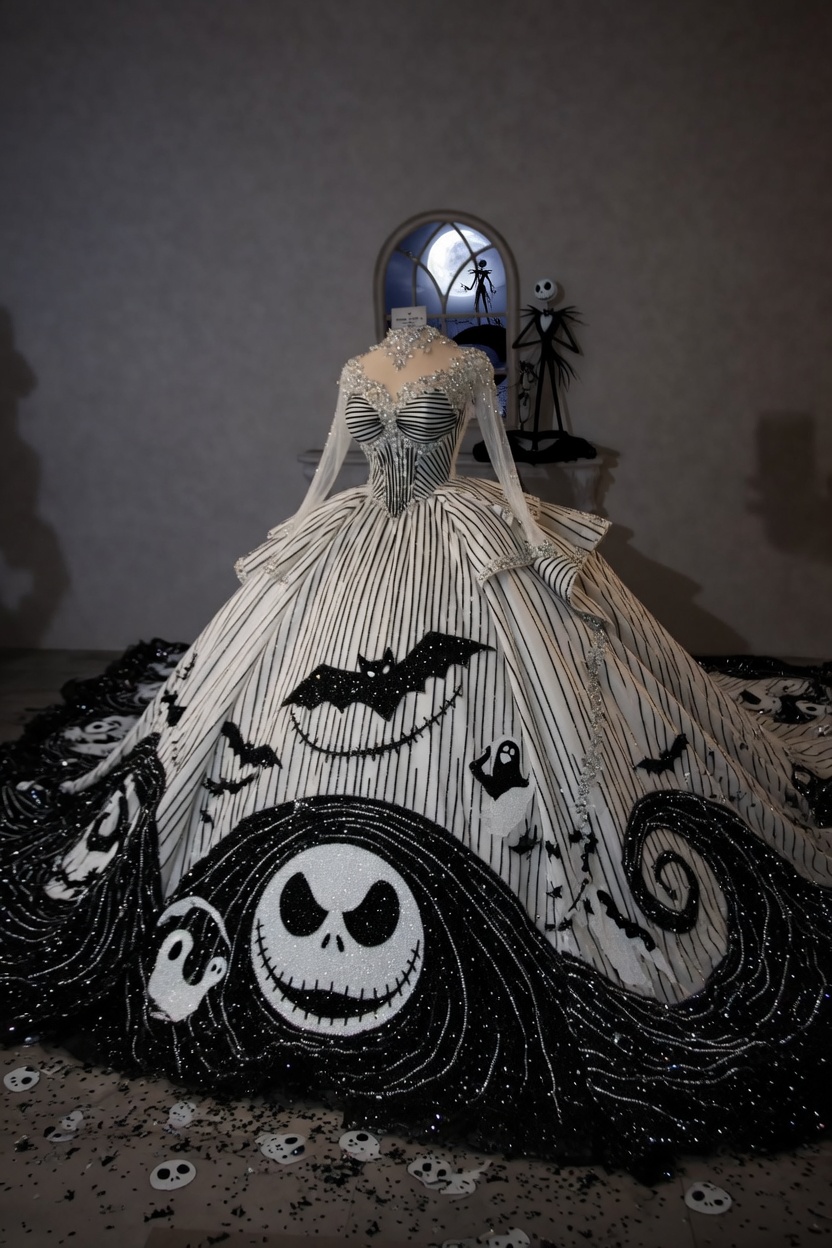 sally wedding dress nightmare before christmas Ballgown Commission: Design and Fabric Details Get your bling on when you rock this officially licensed Adult Bling Sally Costume nightmare before christmas dress The