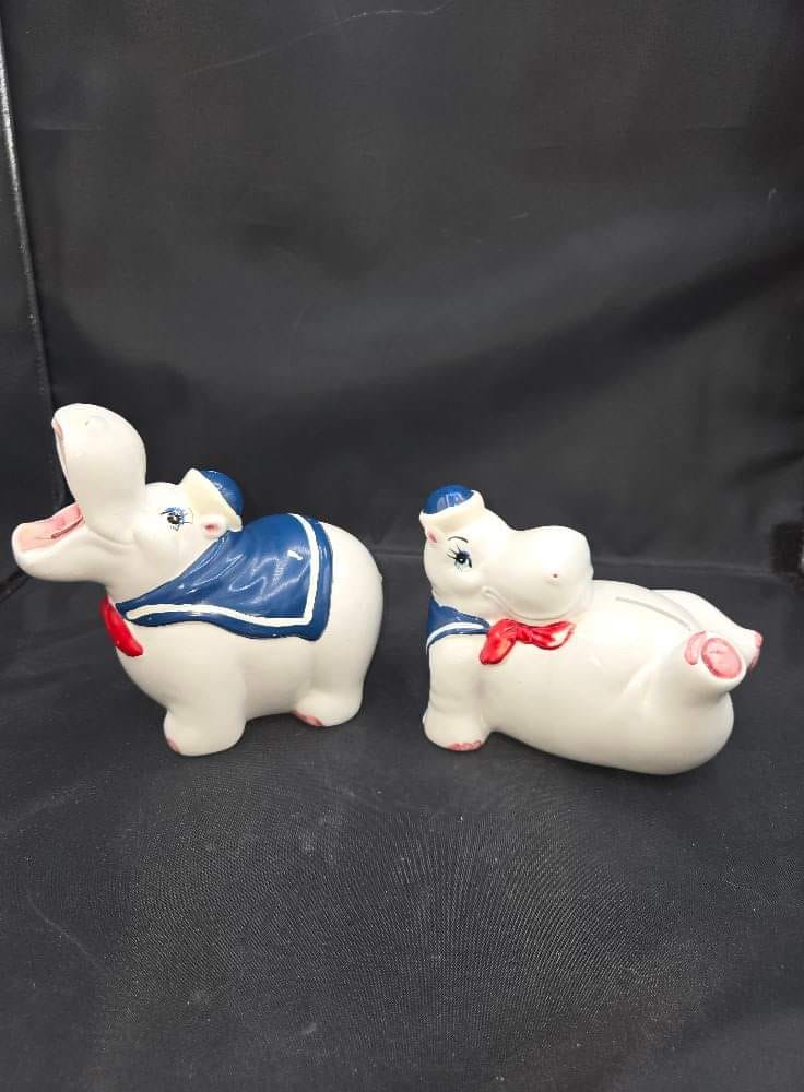 Vintage Happy Hippy Hippo piggy bank from 1960's Japan