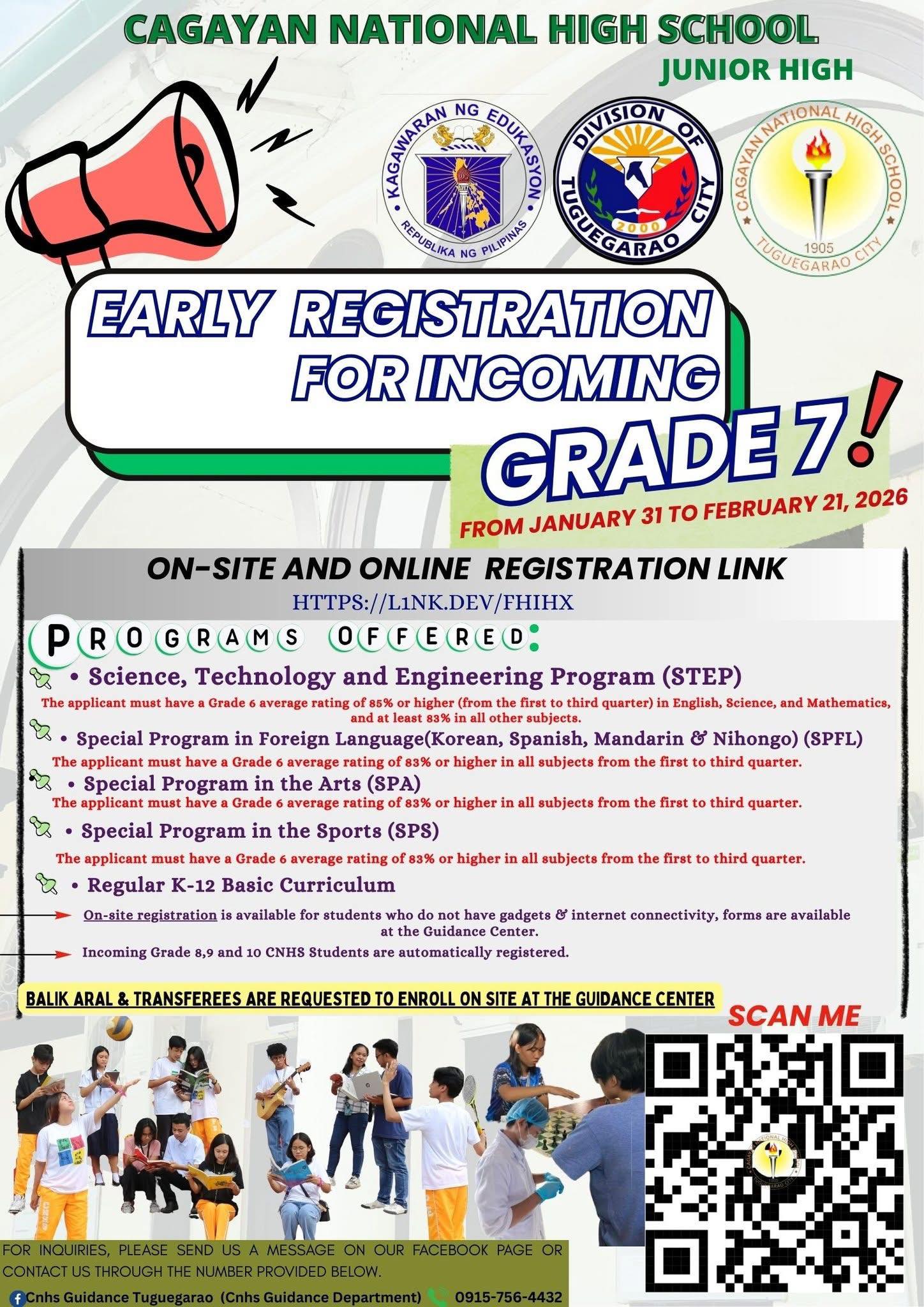 Cagayan - 📢 EARLY REGISTRATION FOR INCOMING GRADE 7 NOW OPEN! Cagayan ...