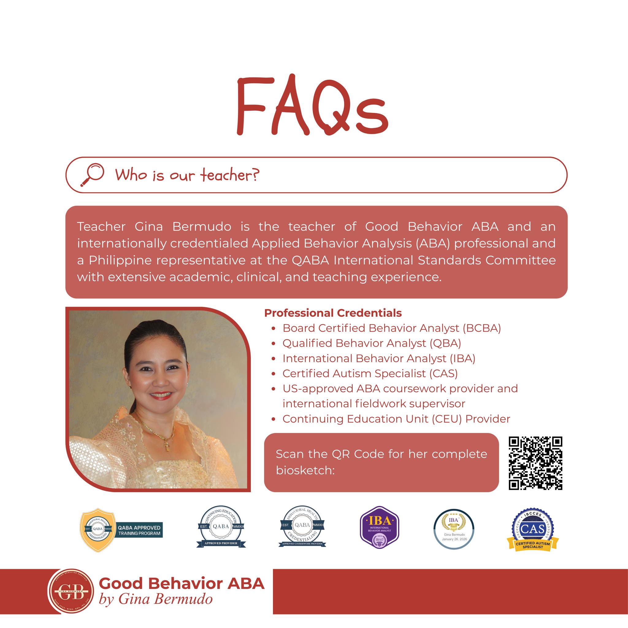 Good Behavior ABA International by Teacher Gina | Parañaque