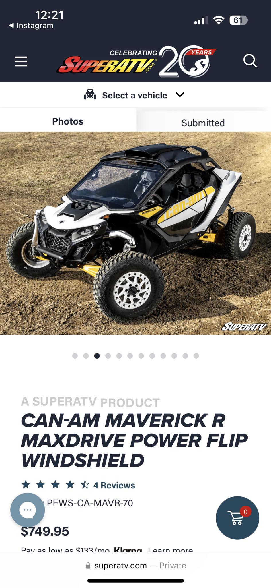 SuperATV Heavy Duty Full Windshield For Can-Am Defender HD (5/8/10-W) - Preinstalled Seal, Polycarbonate