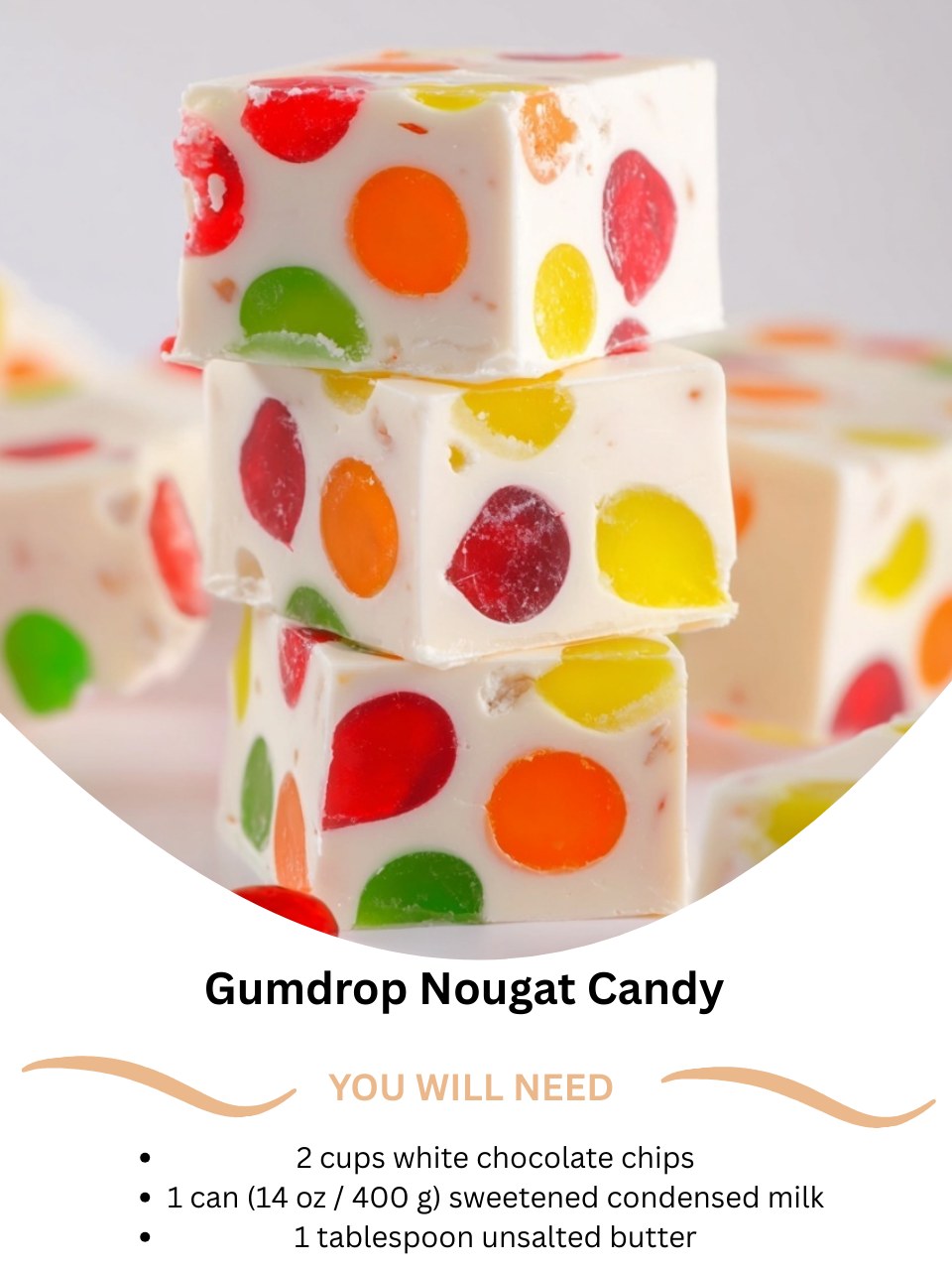 Quick - Gumdrop Nougat Candy. Ingredients 2 cups white chocolate chips ...
