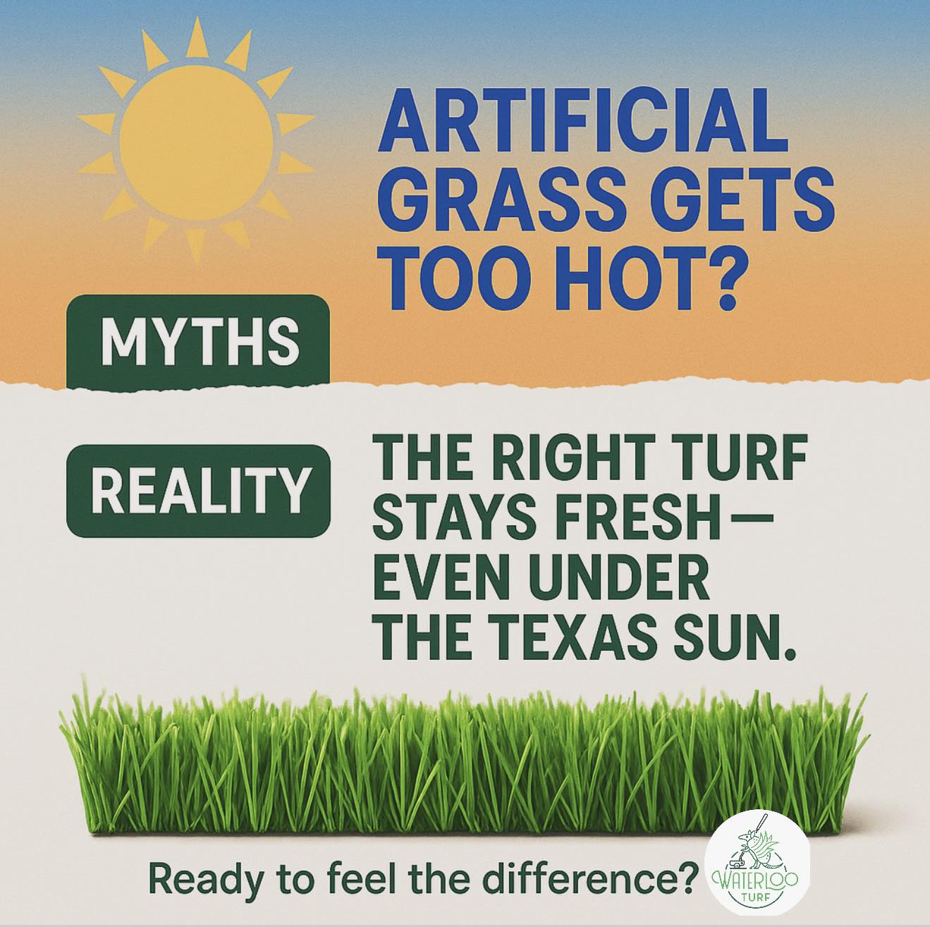 Waterloo - “Artificial grass gets too hot?” 🌡️ Not really! Reality: The ...