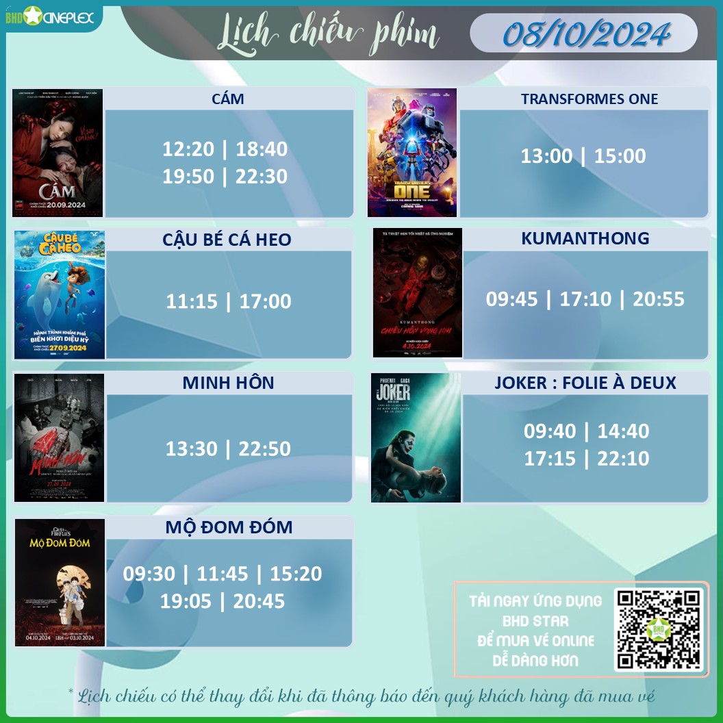 BHD Star Phú Mỹ - Cập nhật lịch chiếu ngày 08-10-2024... | Facebook