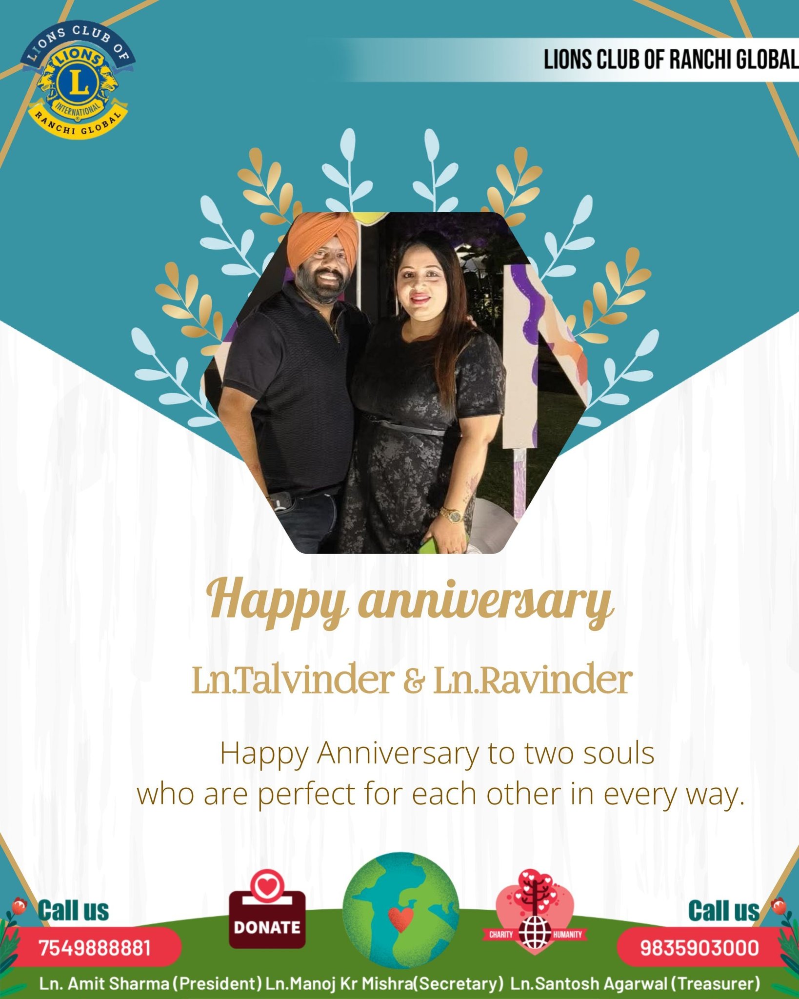 Lions - 🌸 Happy Wedding Anniversary to Ln. Talvinder Kaur & Ln ...