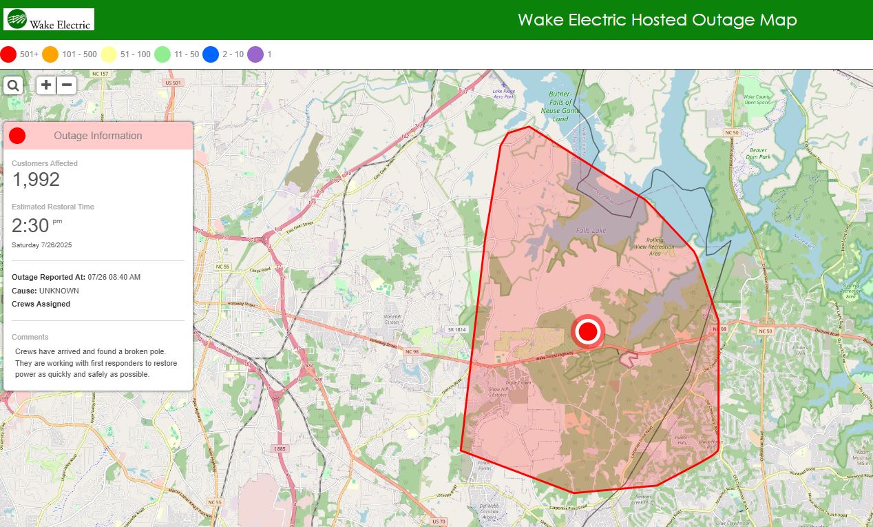 WRAL - Nearly 2,000 without power near Falls Lake as of 10:00 a.m ...