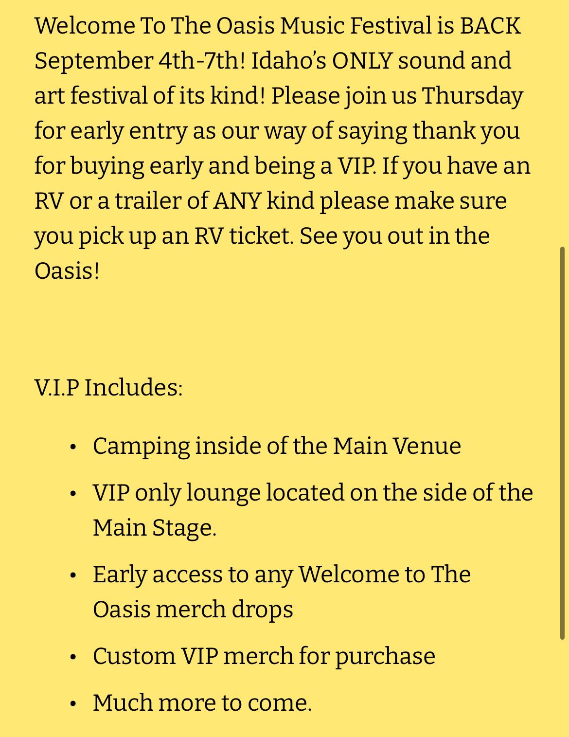 Oasis VIP box for sale