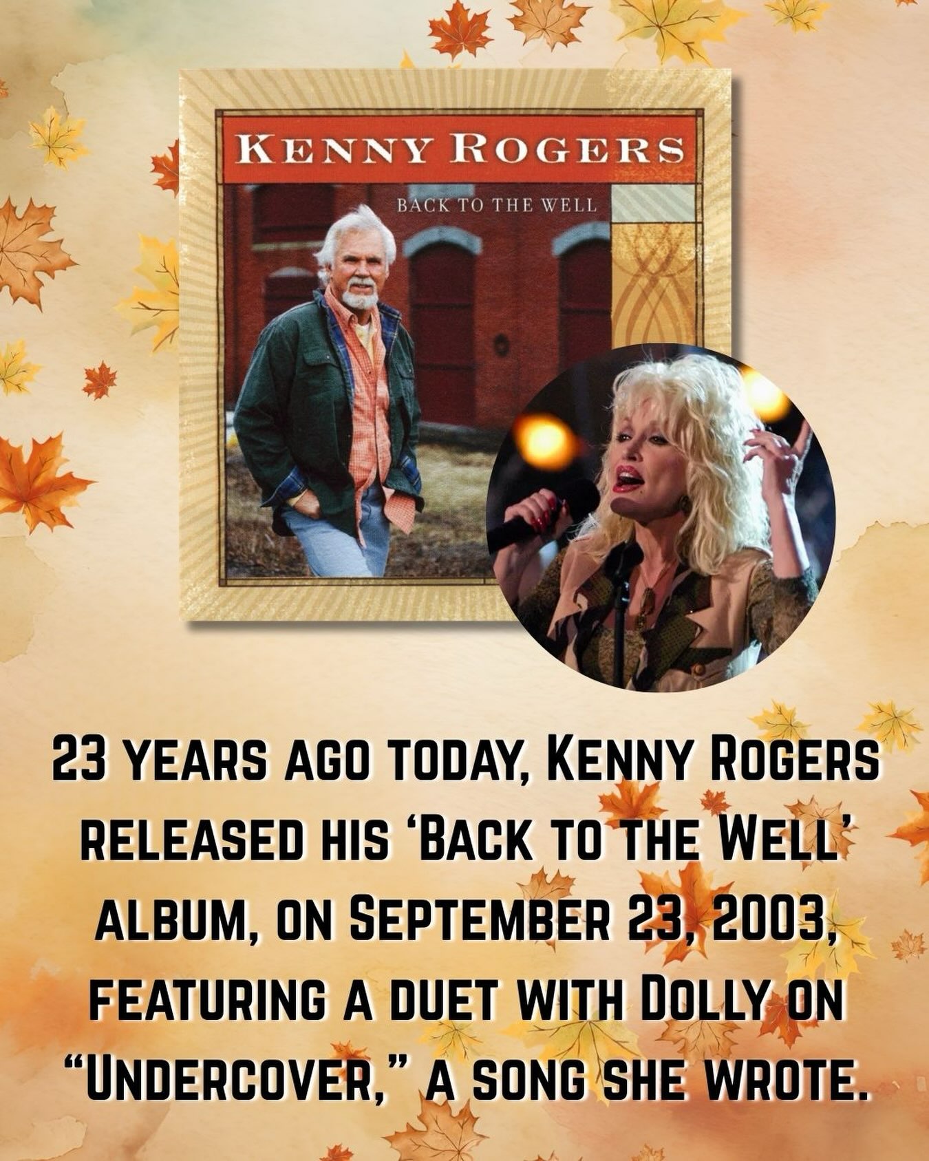 23 years ago today, Kenny Rogers released his 'Back to the Well