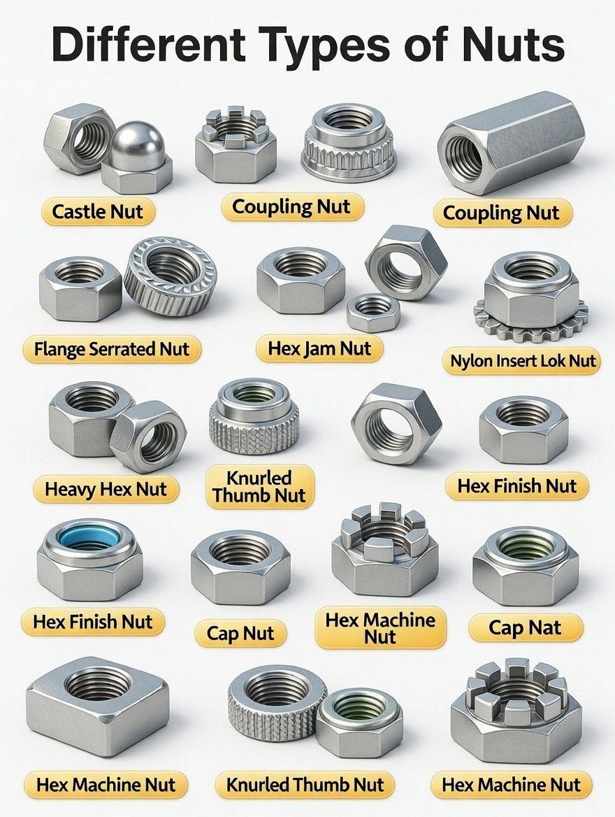 Mechanical - Different Types of Nuts: #wrenches #spanner #nuts #piping ...