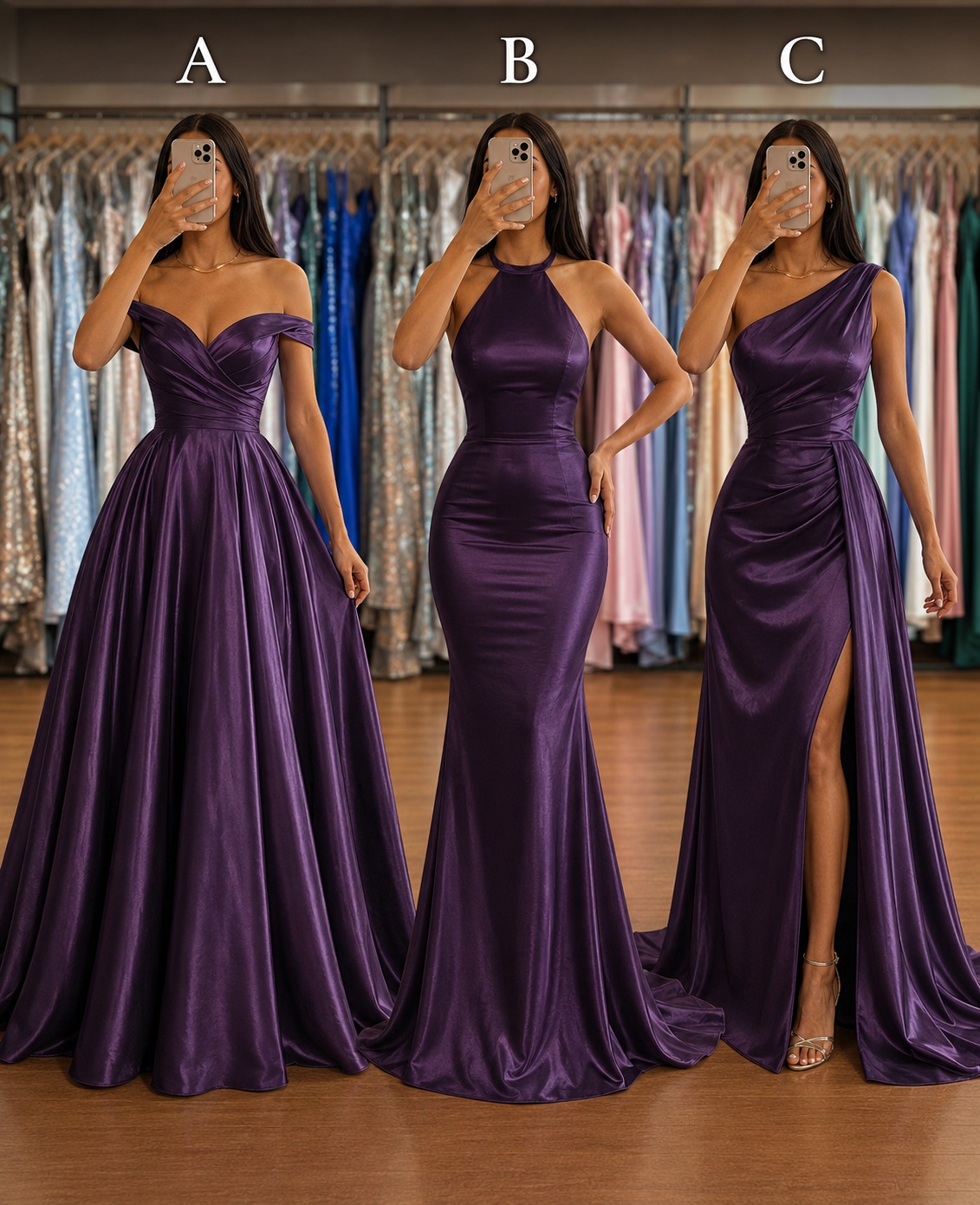purple dress with gold jewelry to Go a Category_All Long Dresses