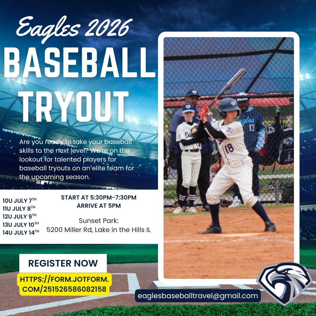🦅EAGLES TRYOUTS🚨 Registration for... - Eagles Baseball | Facebook
