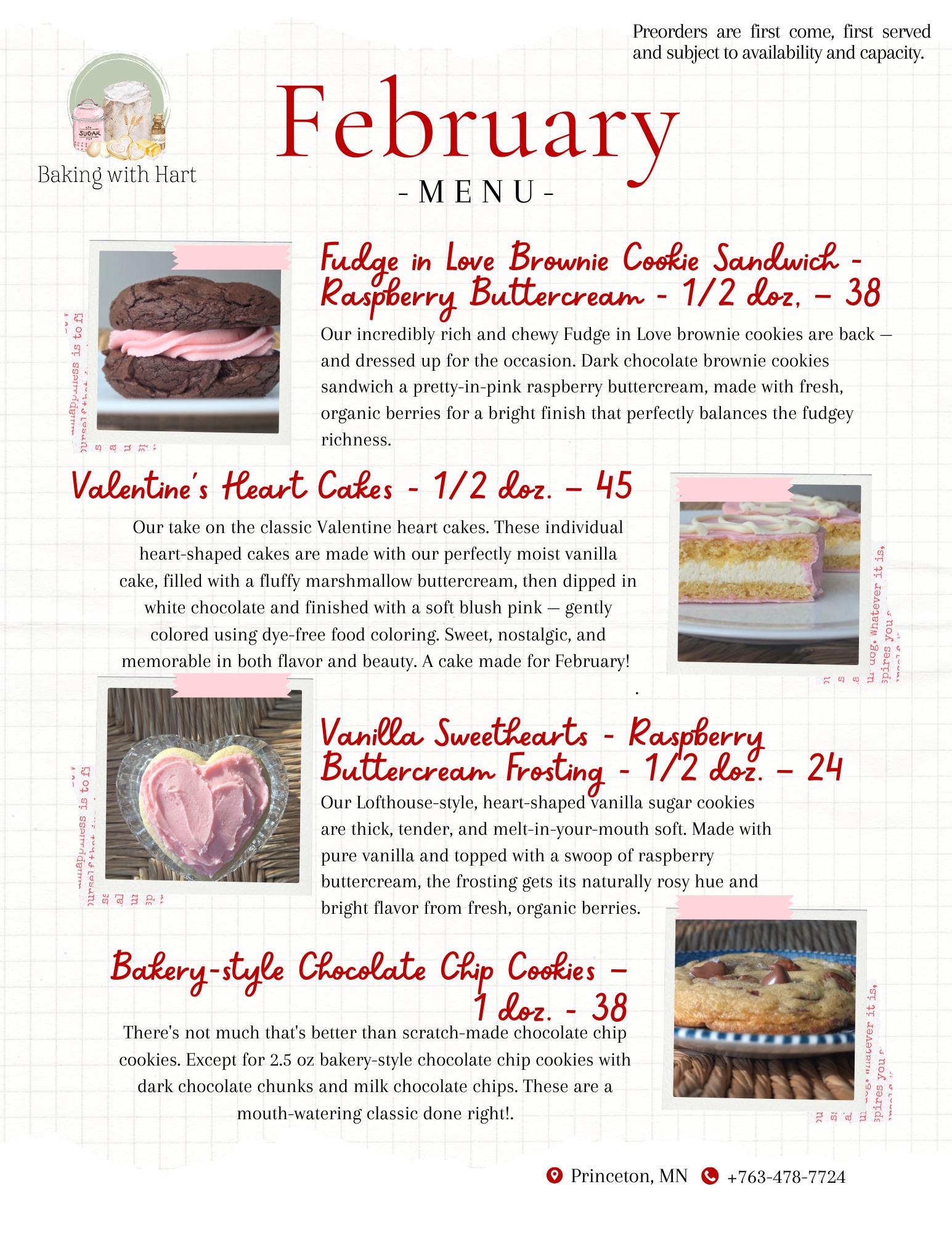 💕 Our Valentine’s-themed February menu... - Baking with Hart | Facebook
