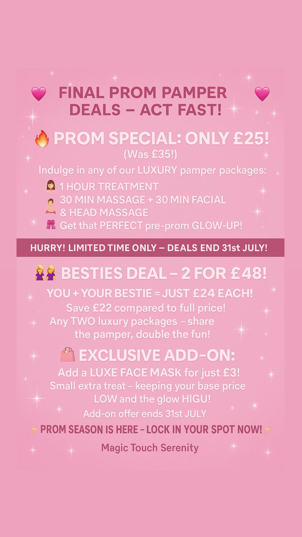Welcome to Aldridge | 💖 FINAL PROM PAMPER DEALS – ACT FAST | Facebook