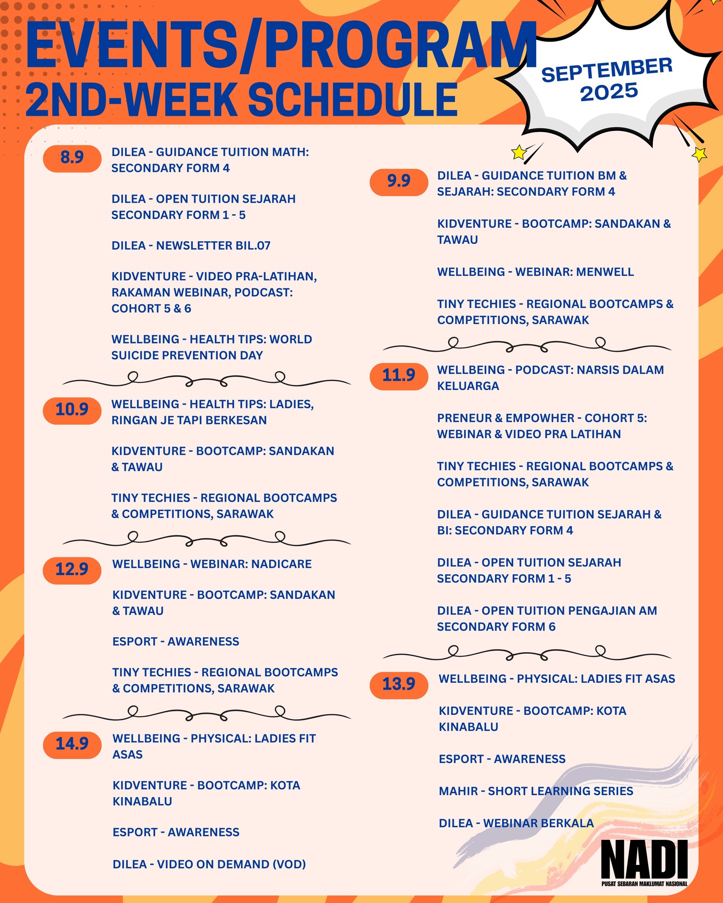 📢 JADUAL AKTIVITI NADI – MINGGU... - NADI Taman Indah Landeh | Facebook