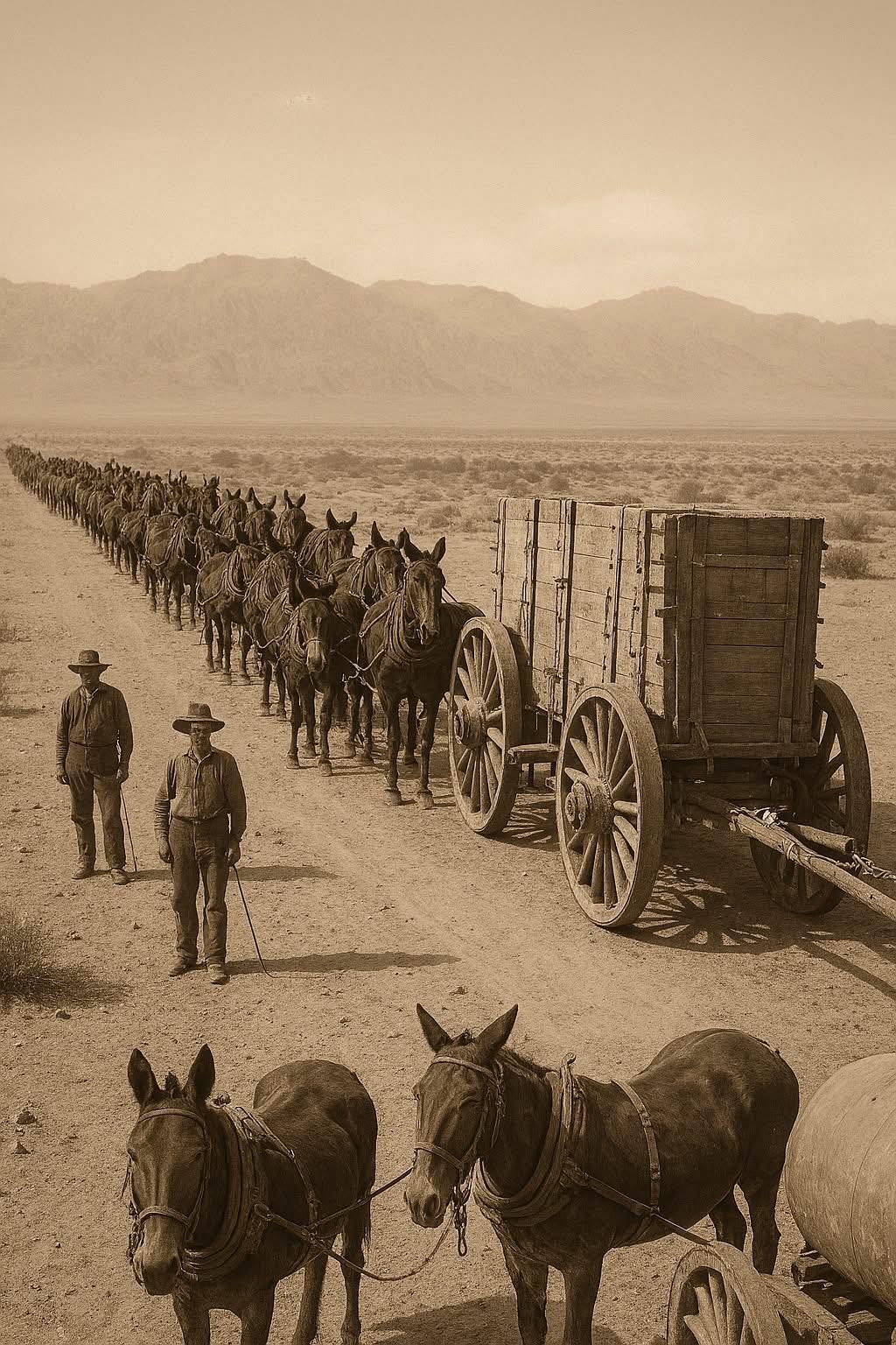 Between 1883 and 1889, this iconic photo captures a 20-mule team