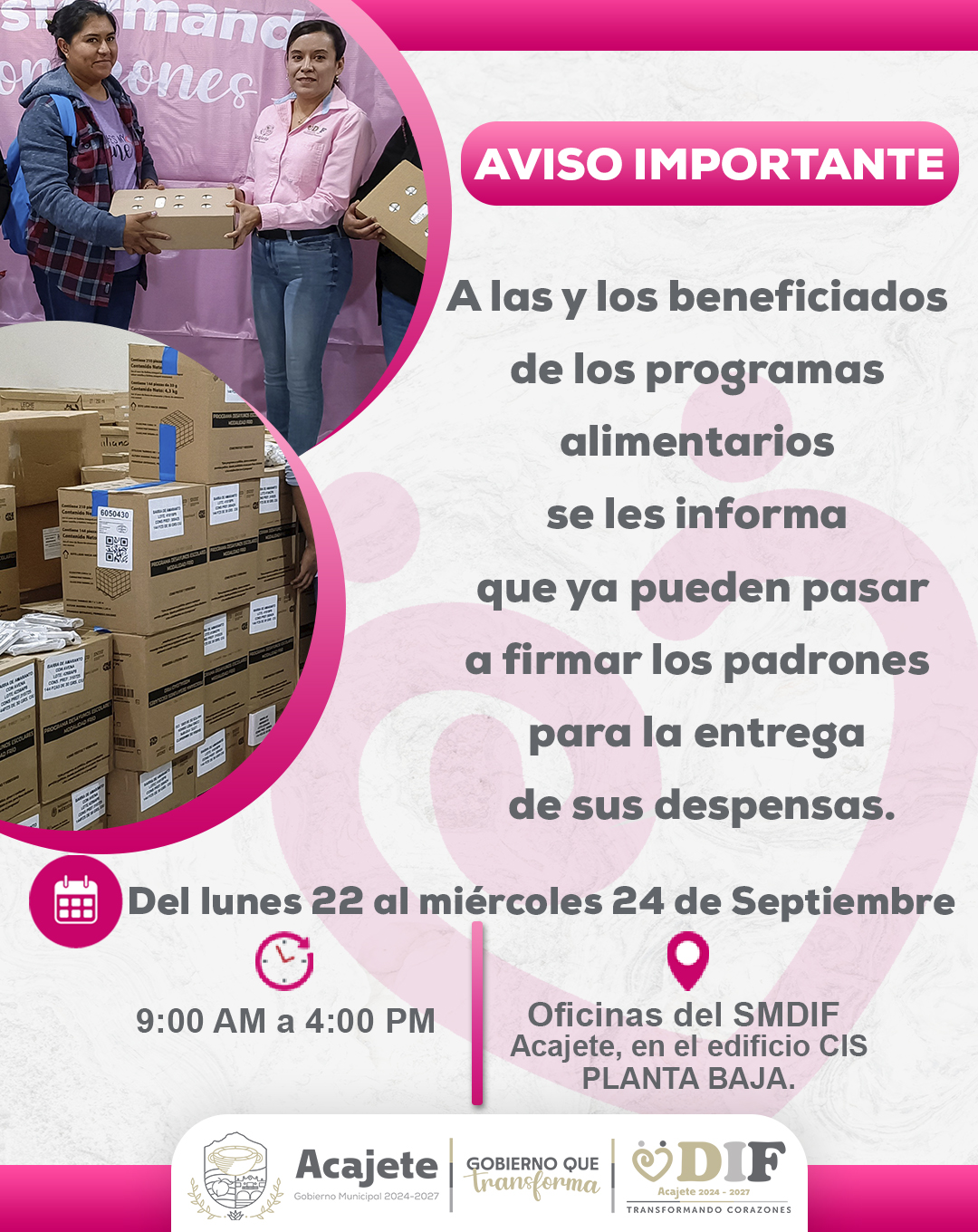 DIF - 📢 AVISO IMPORTANTE A todas y todos los beneficiarios de los ...