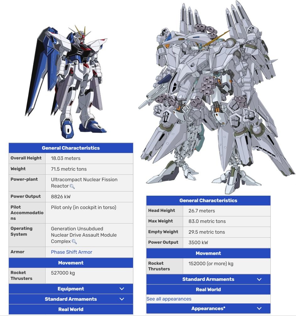 Which Gundam has stronger thrust?