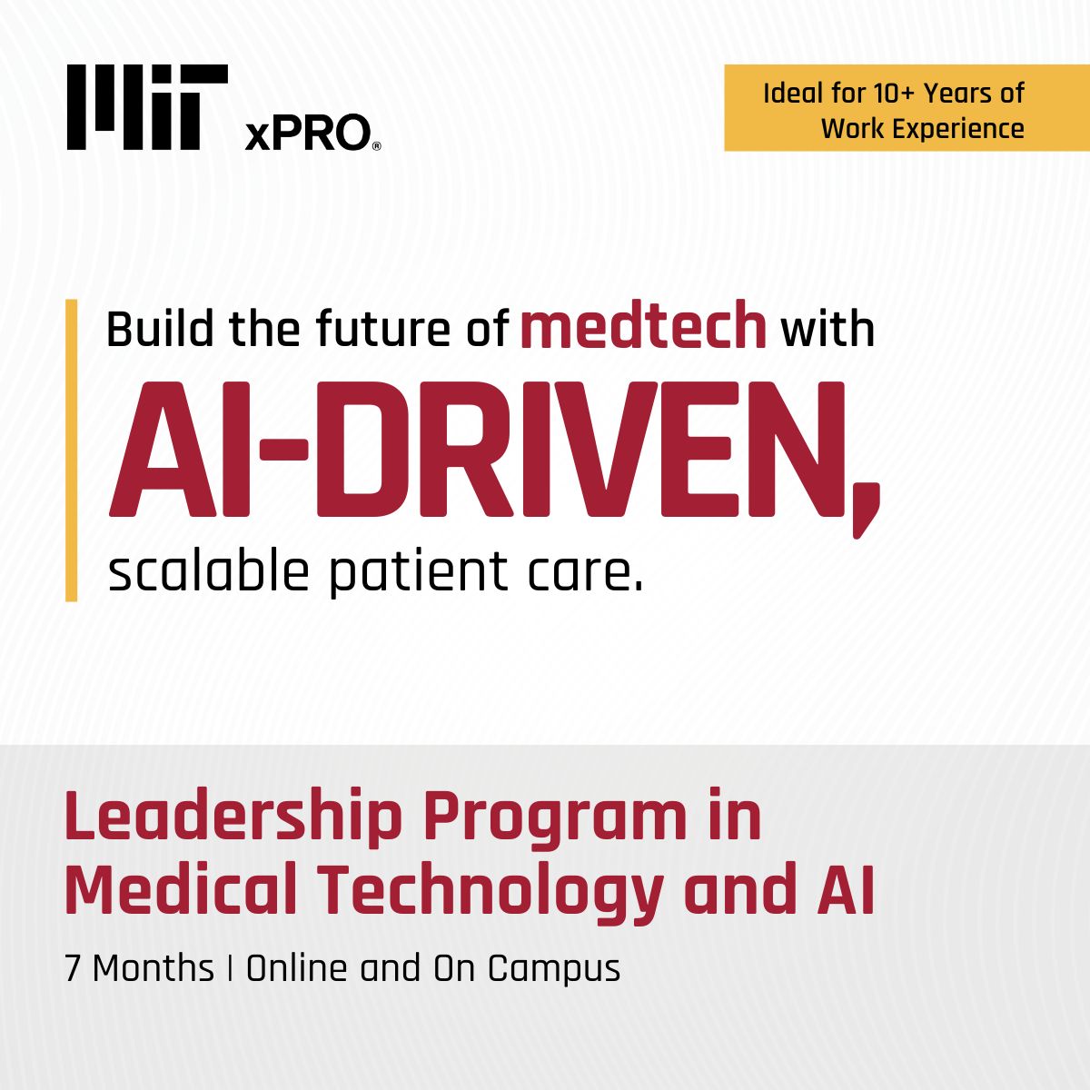 MIT XPRO Leadership Program in Medical Technology and AI | Cambridge MA