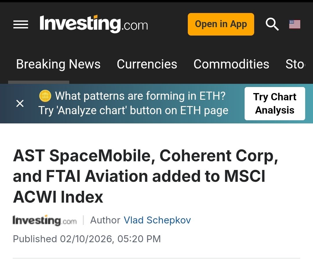 美股追夢路 - AST SpaceMobile (#ASTS) 和 Coherent (#COHR) 正式被加入 MSCI ACWI (All ...