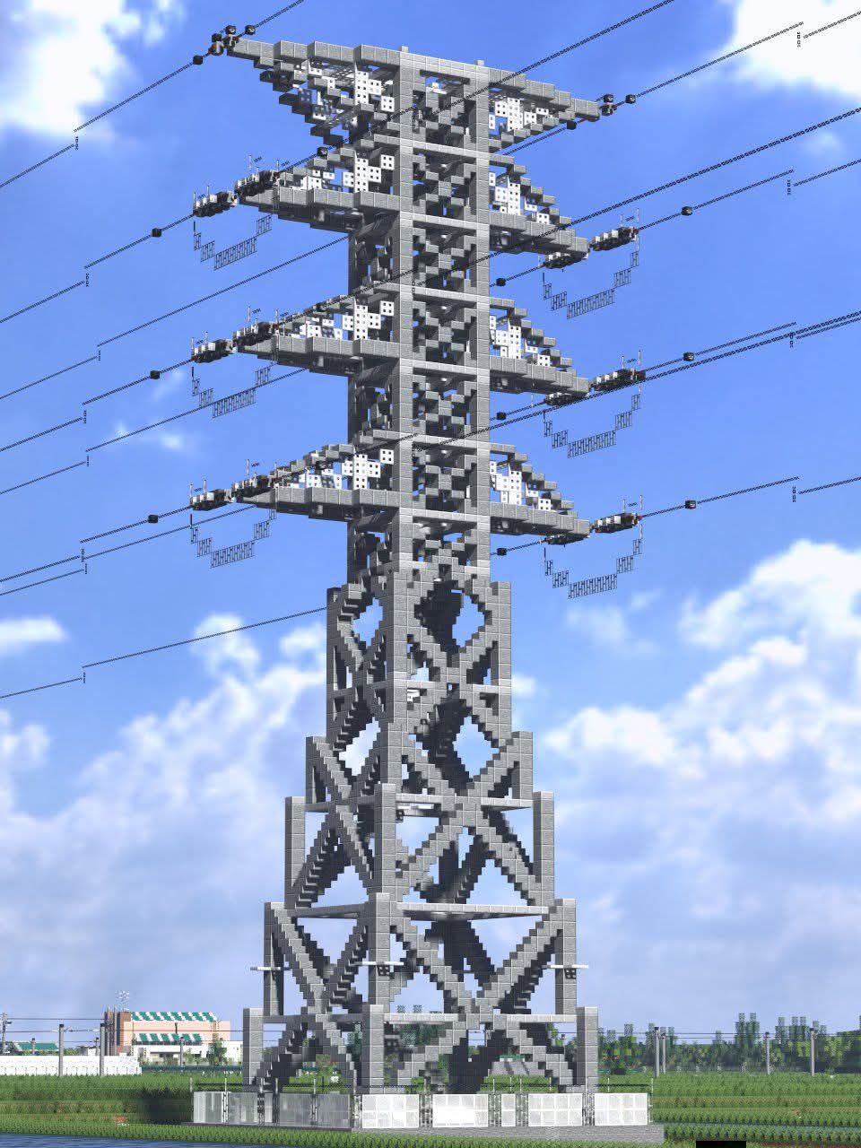 Xperia - An incredibly detailed electricity pylon built in Minecraft. # ...