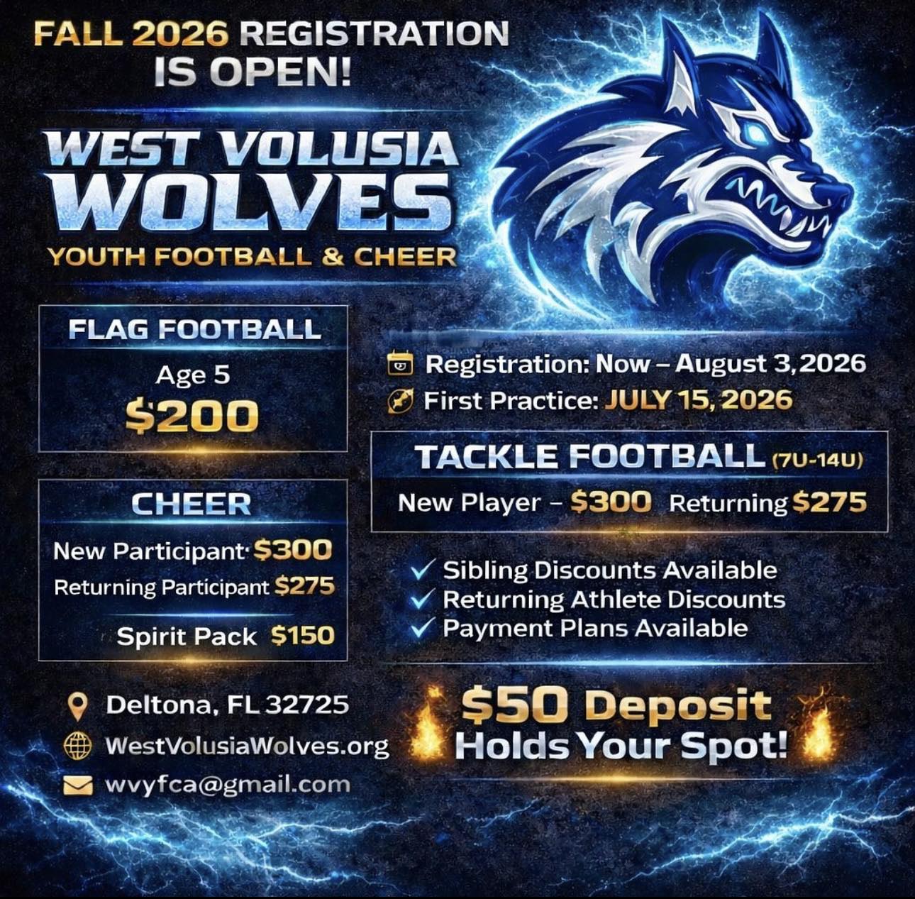 🐺... - West Volusia Wolves Youth Football & Cheer Association | Facebook