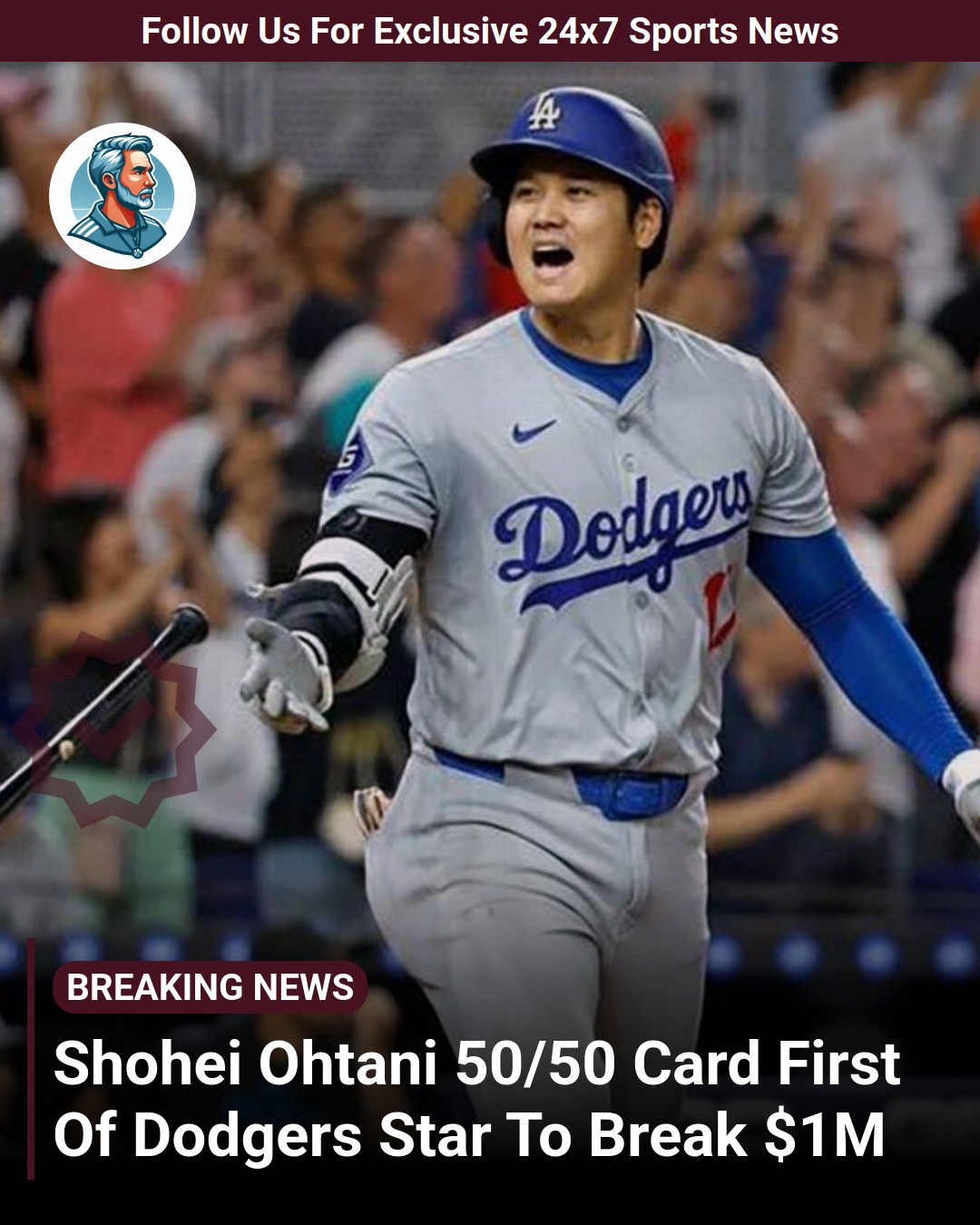 A Topps baseball card featuring Shohei Ohtani's historic 50-50