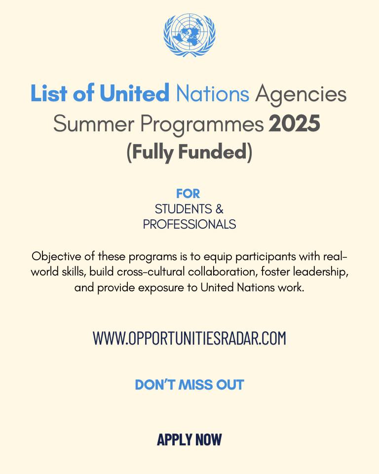 List of UN Agencies Summer Program... - Opportunities Radar | Facebook