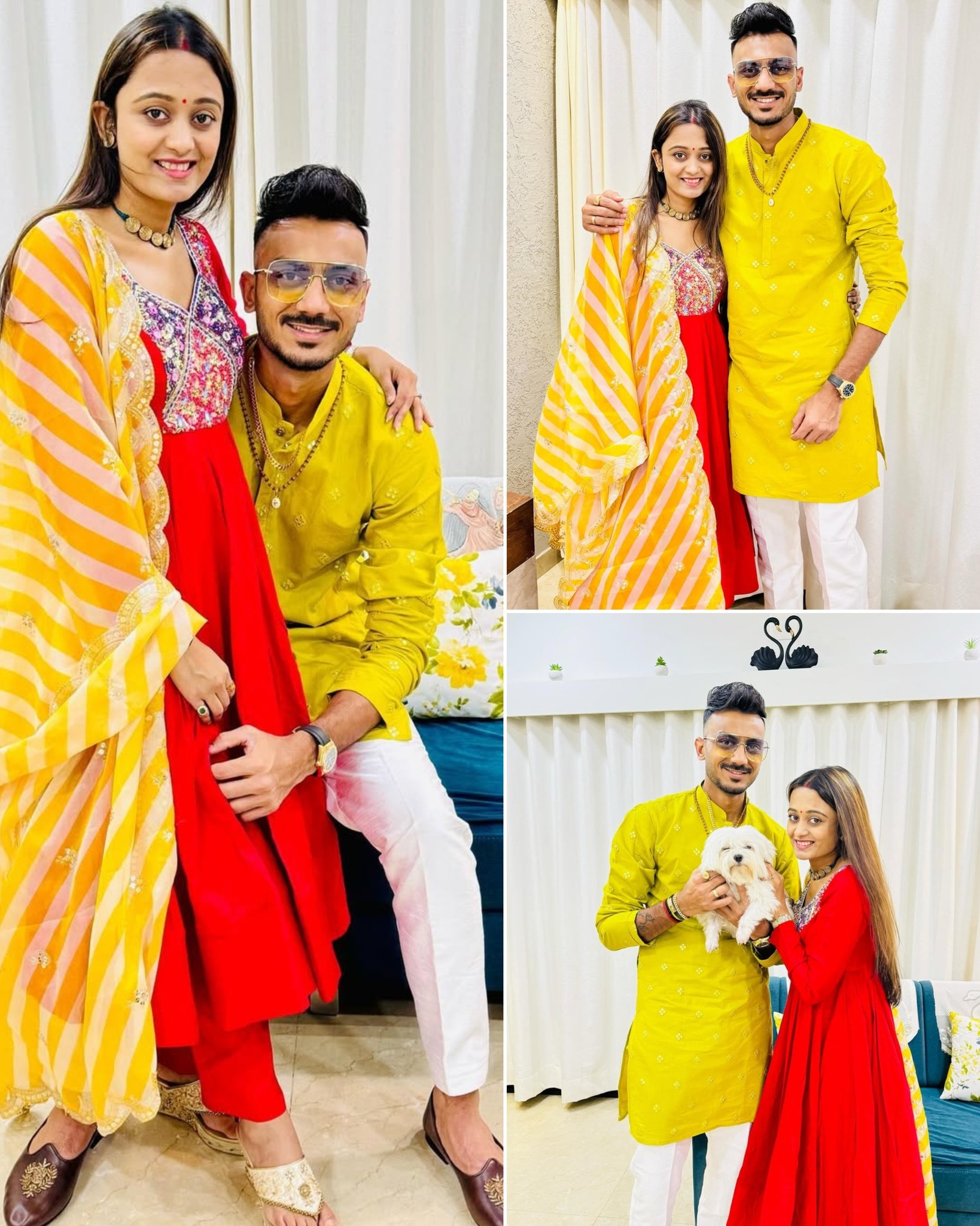 Cricket - Axar Patal with his wife celebrating Diwali 2025 🪔 | Facebook