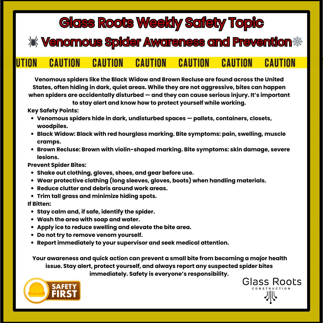 Glass - Glass Roots Weekly Safety Topic: 🕷 Venomous Spider Awareness ...