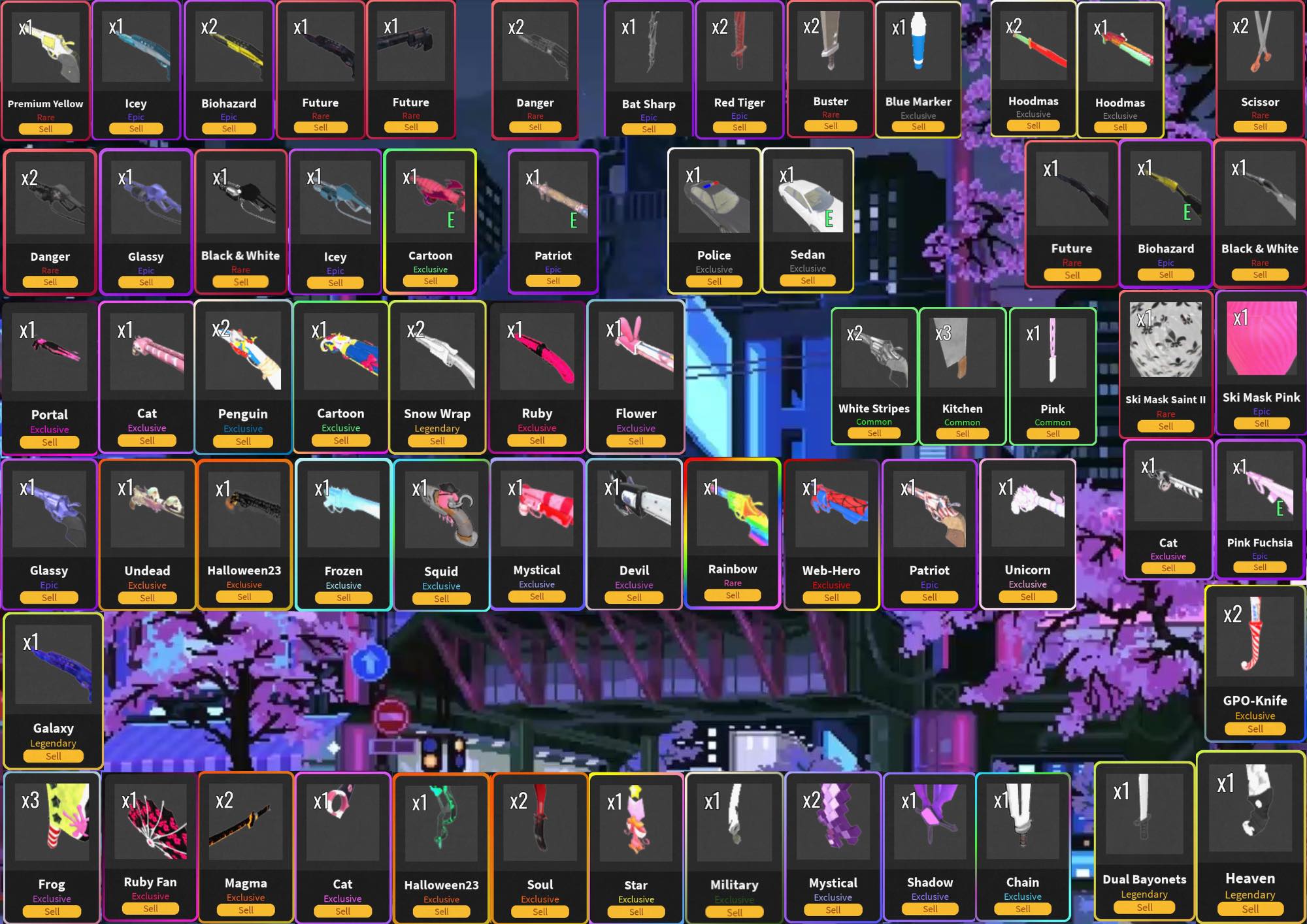 Selling hunty accounts with various items