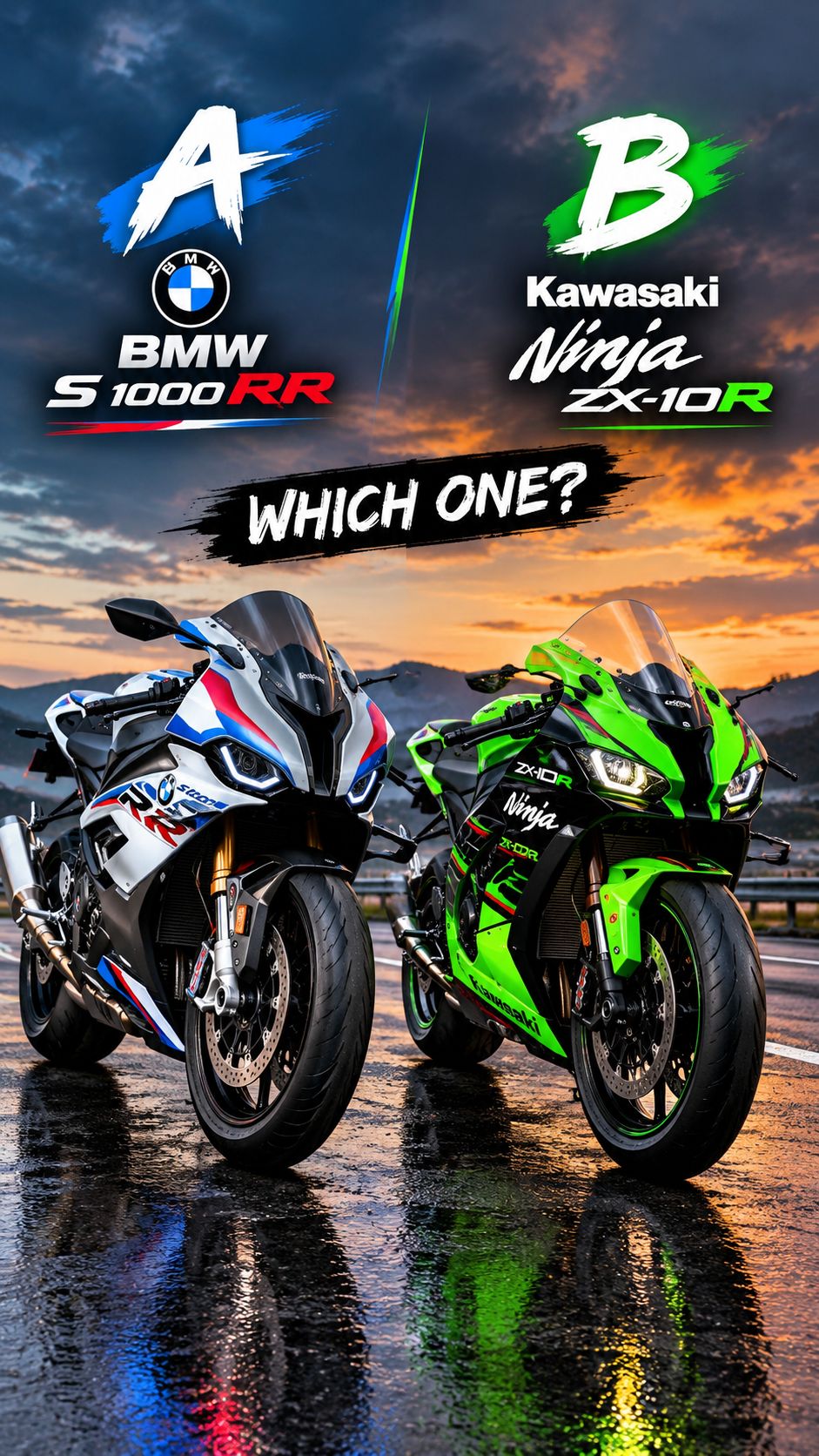The 2026 BMW M 1000 RR and Kawasaki Ninja ZX-10RR face off in an