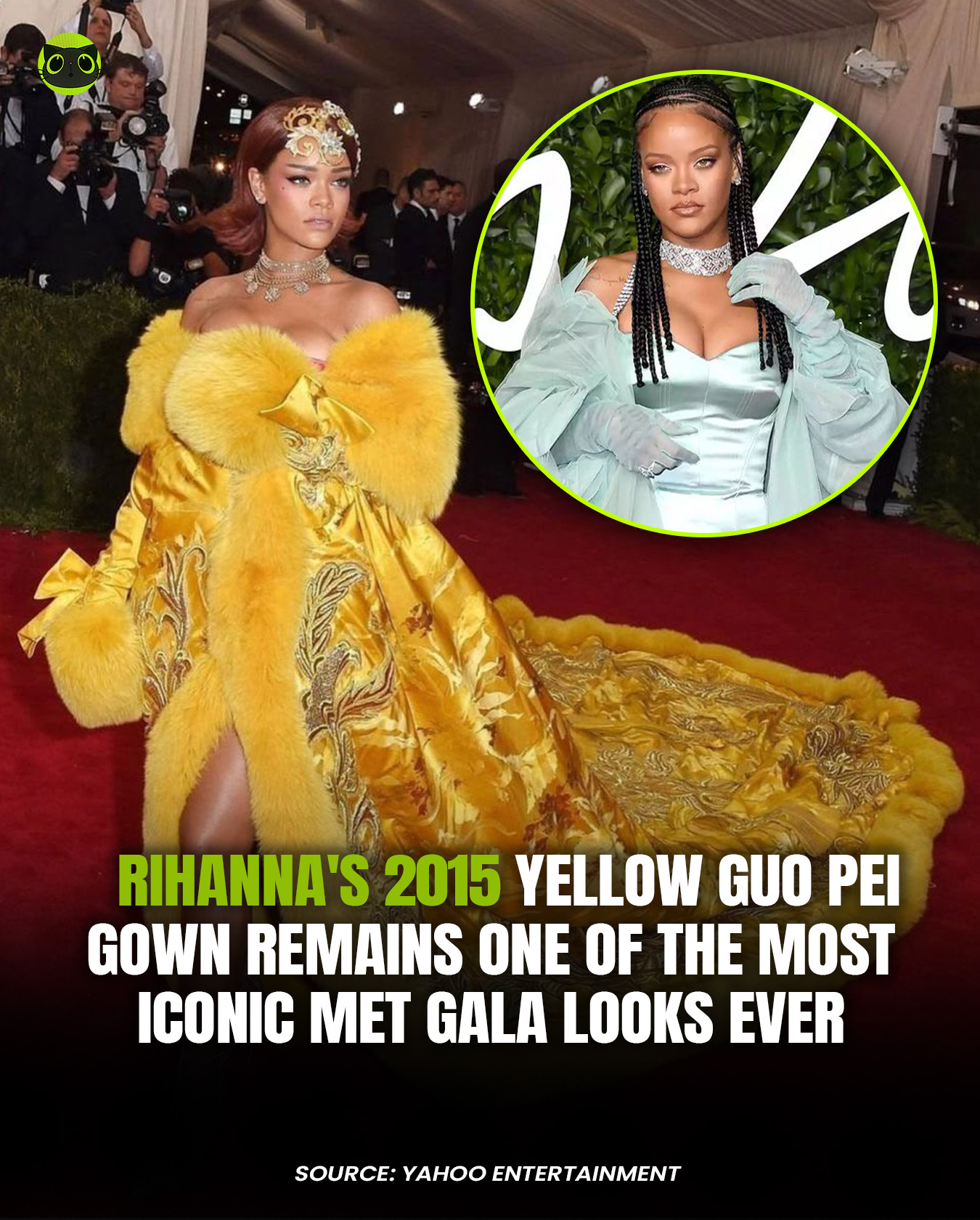 rihanna gold dress met gala Rihanna's iconic 2015 yellow Guo Pei gown Grupo_Cafe Oscuro