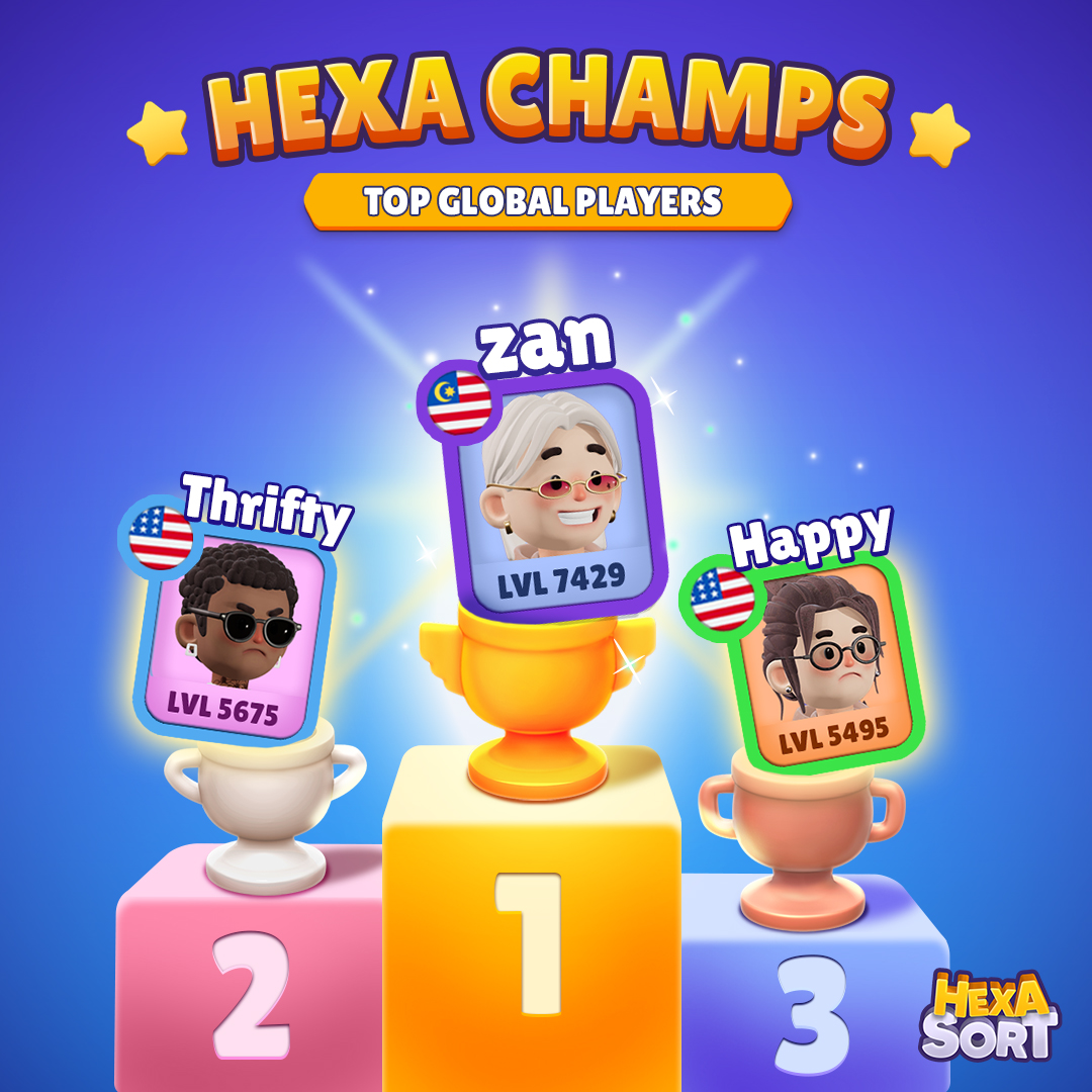 Our top 3 Hexa Sort champions have claimed the global throne