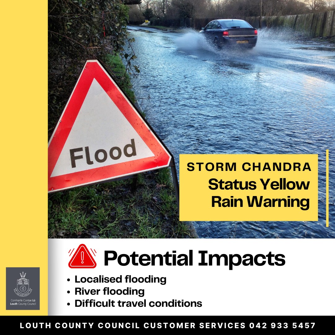 ⚠️ Storm Chandra: Status Yellow... - Louth County Council | Facebook