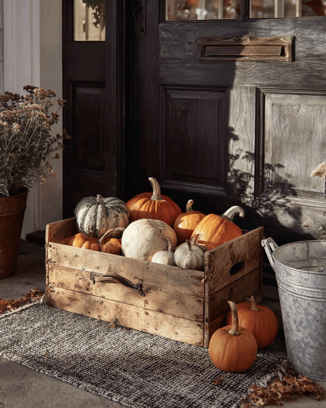 NikkiAnne - A charming autumn welcome with vintage crates filled with ...